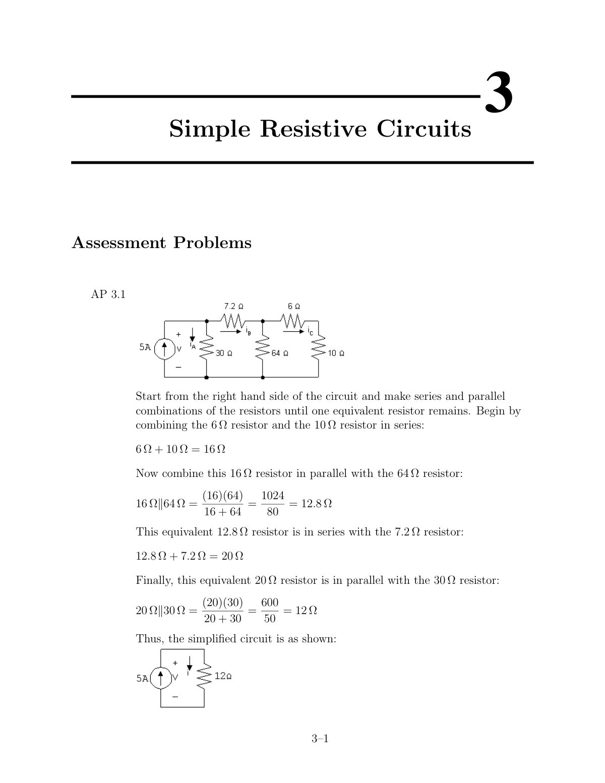 First page of Simple Resistive Circuits Assessment Problems