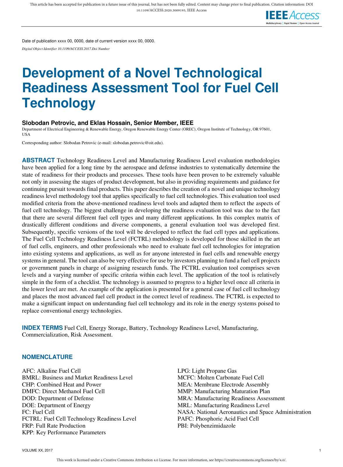 First page of Development of a Novel Technological Readiness Ass