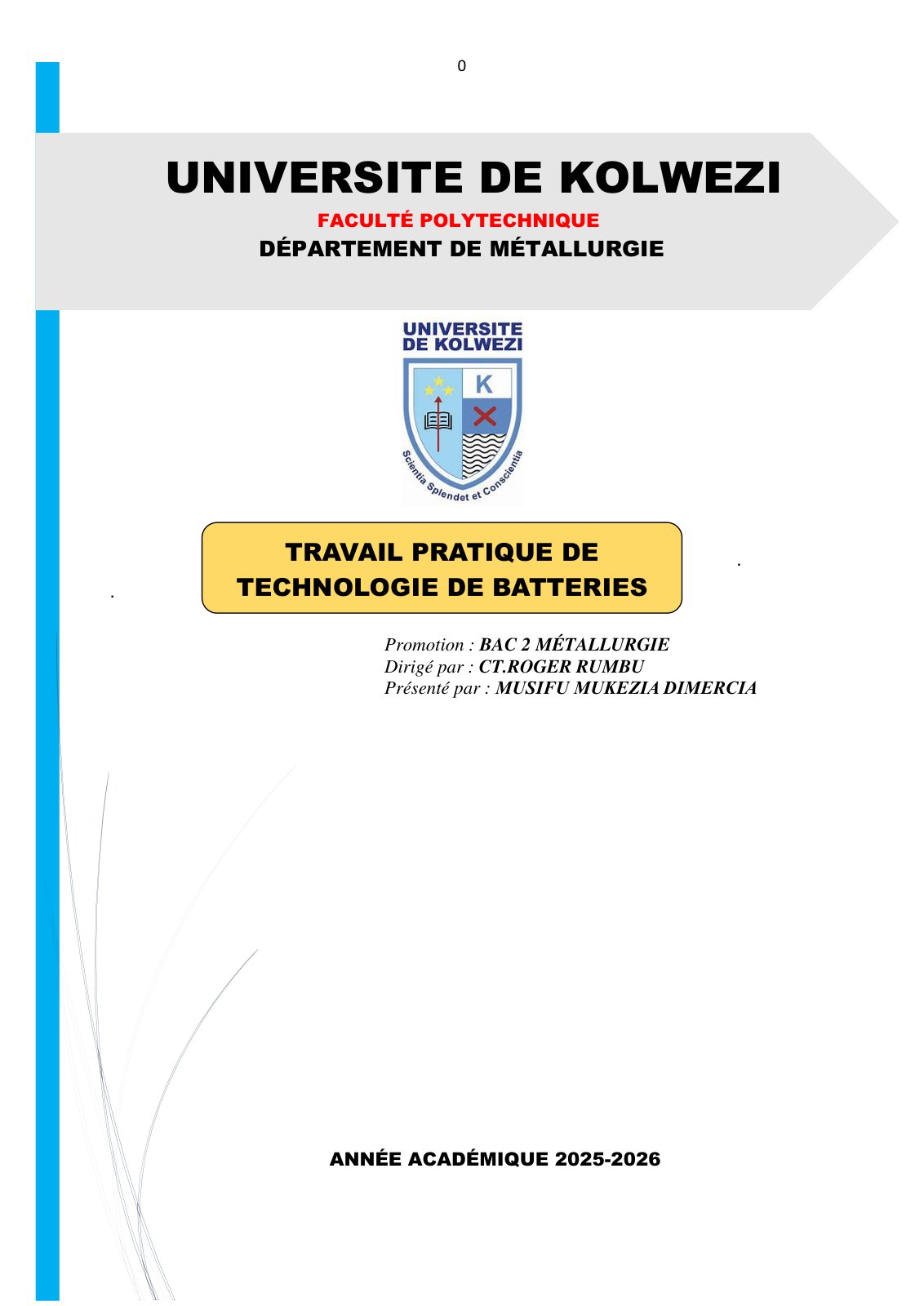 First page of technologie de batterie TP(1)