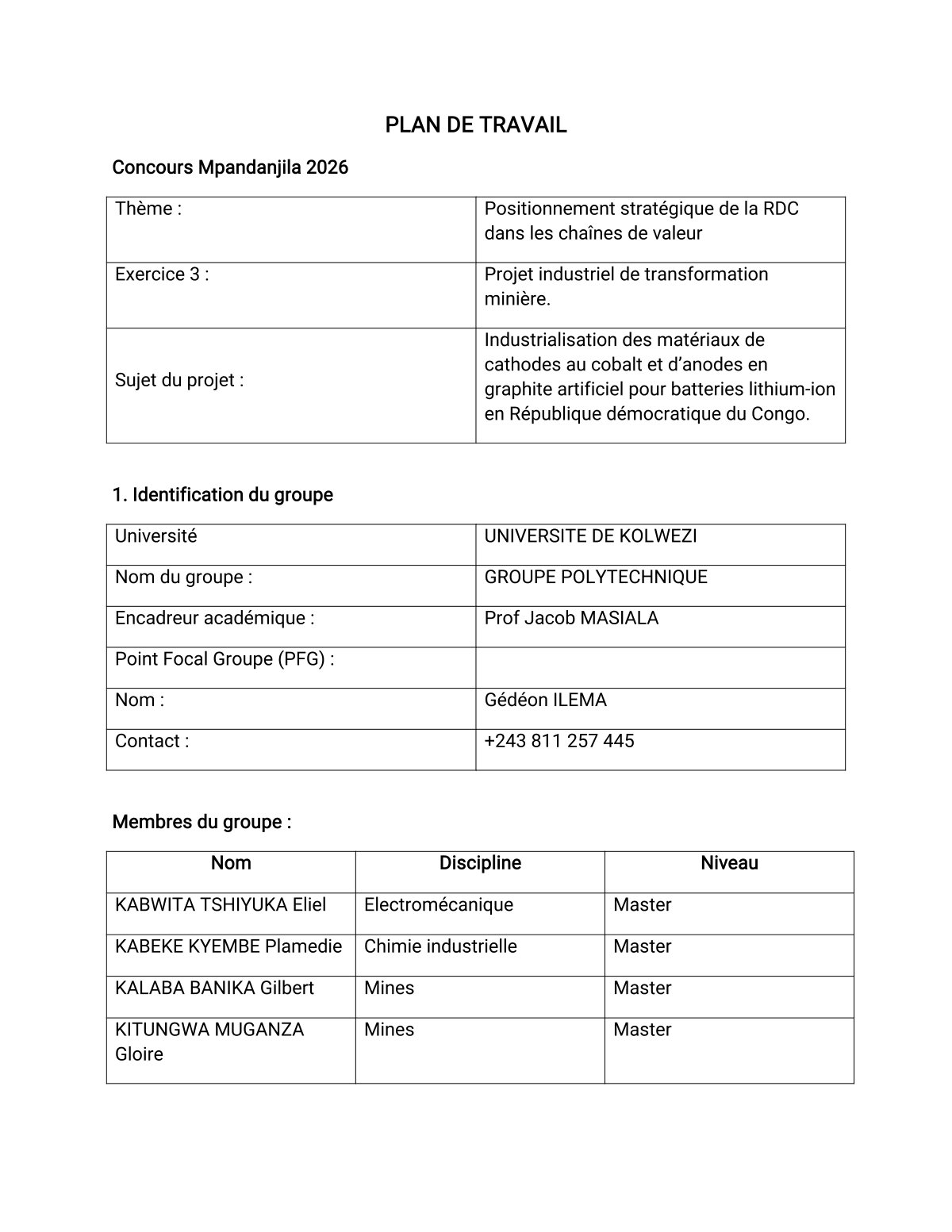 First page of Plan 1
