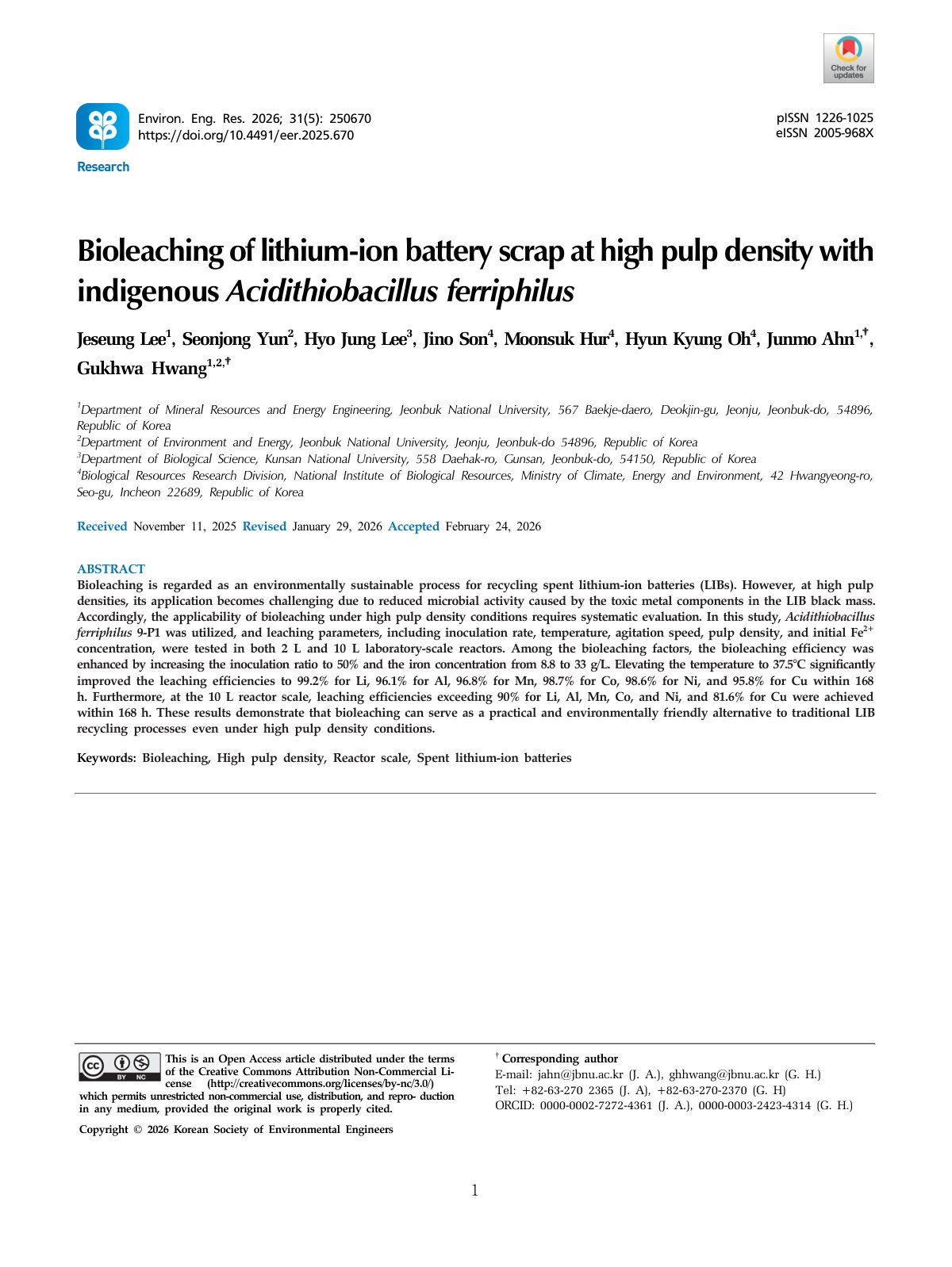First page of 2026   Lee   High Pulp Density Battery Bioleaching