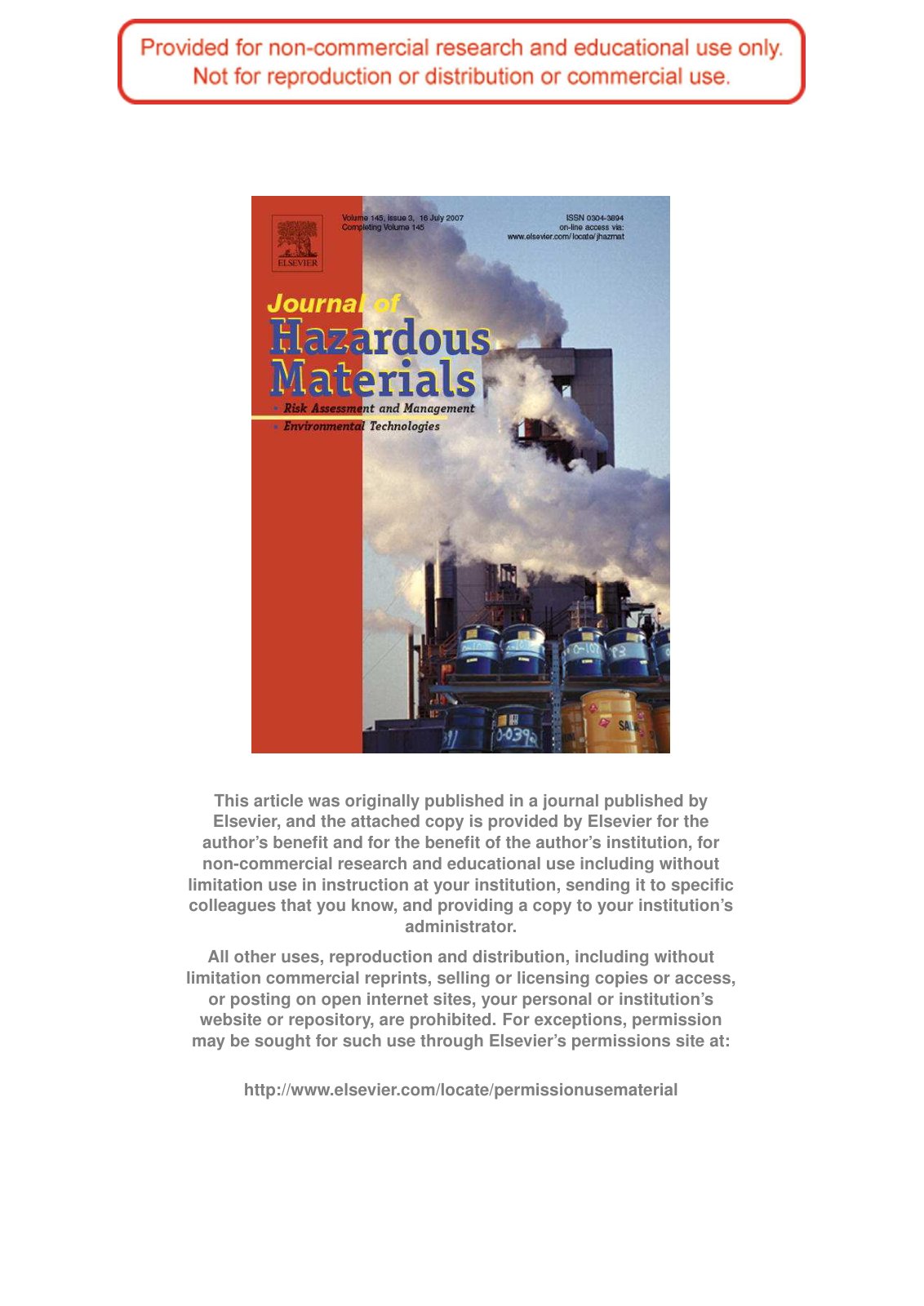 First page of Development and validation of a model of bio-barriers for remediation of Cr(VI) contaminated aquifers using laboratory column experiments
