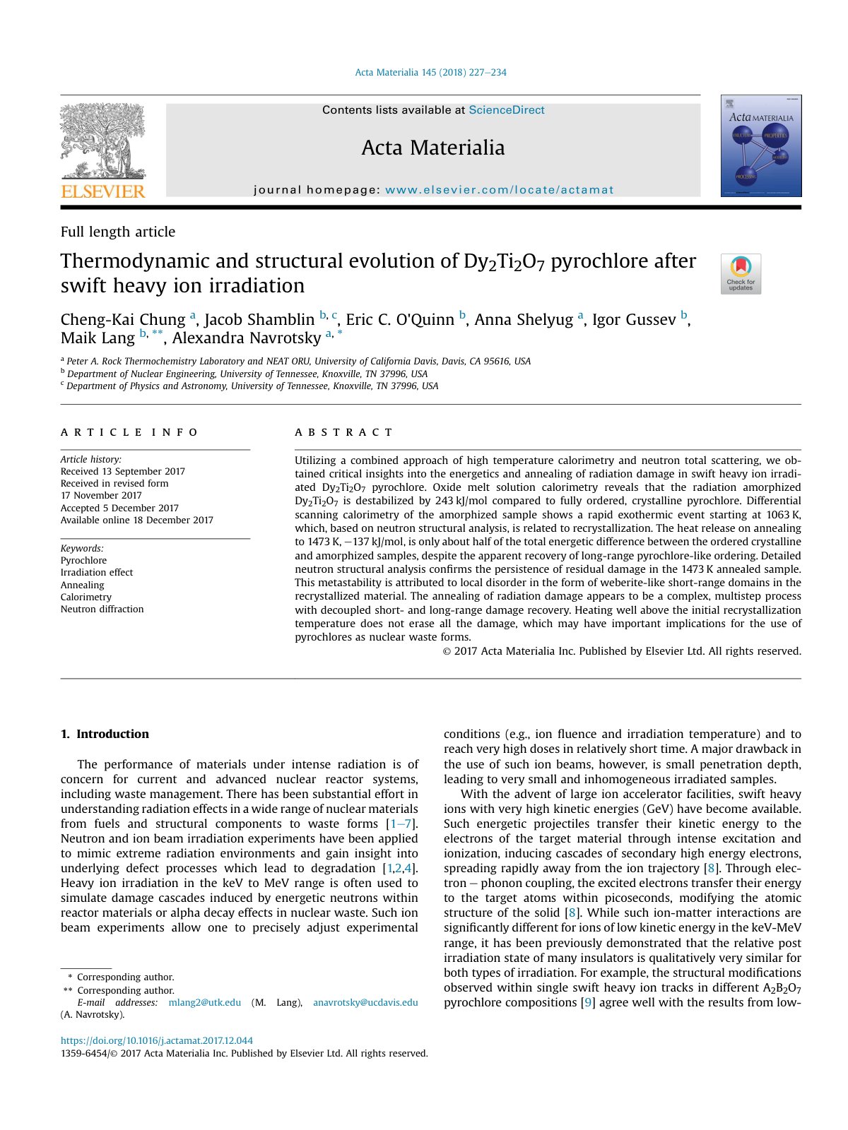 First page of Thermodynamic and structural evolution o