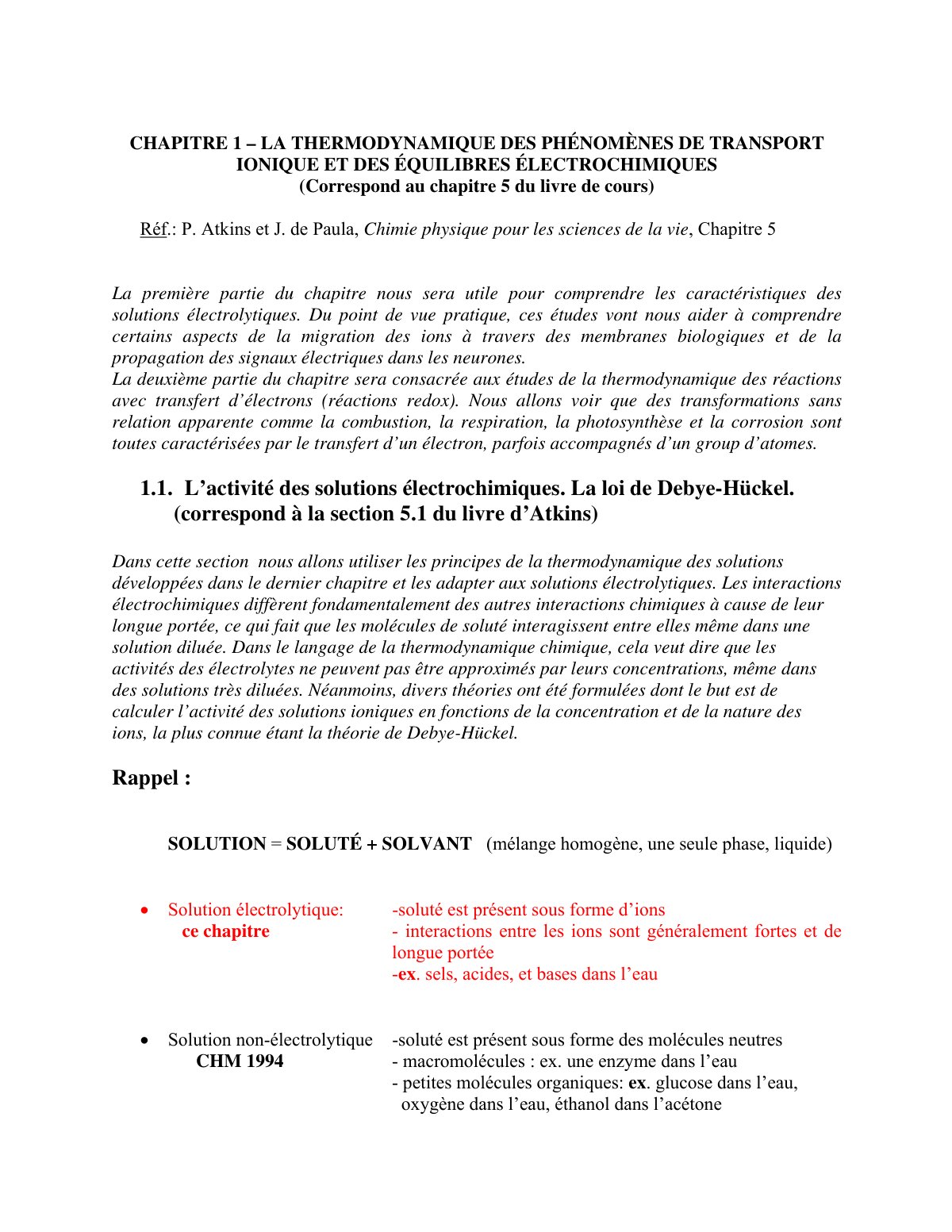 First page of Notes De Cours A Jour 2007