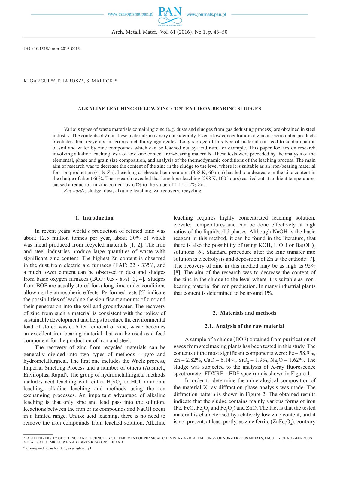 First page of Alkaline Leaching of Low Zinc Content Ir