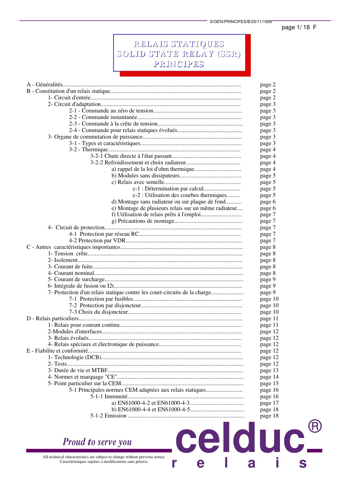 First page of relais statique