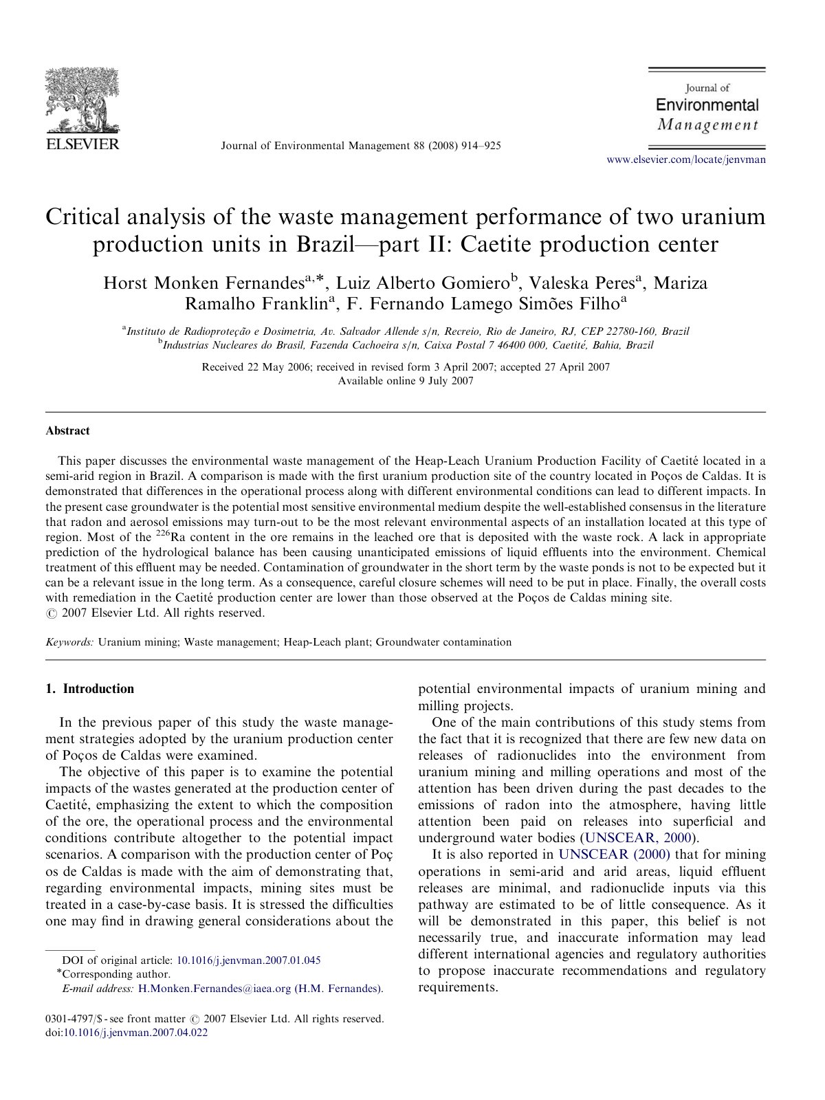 First page of Critical analysis of the waste managemen