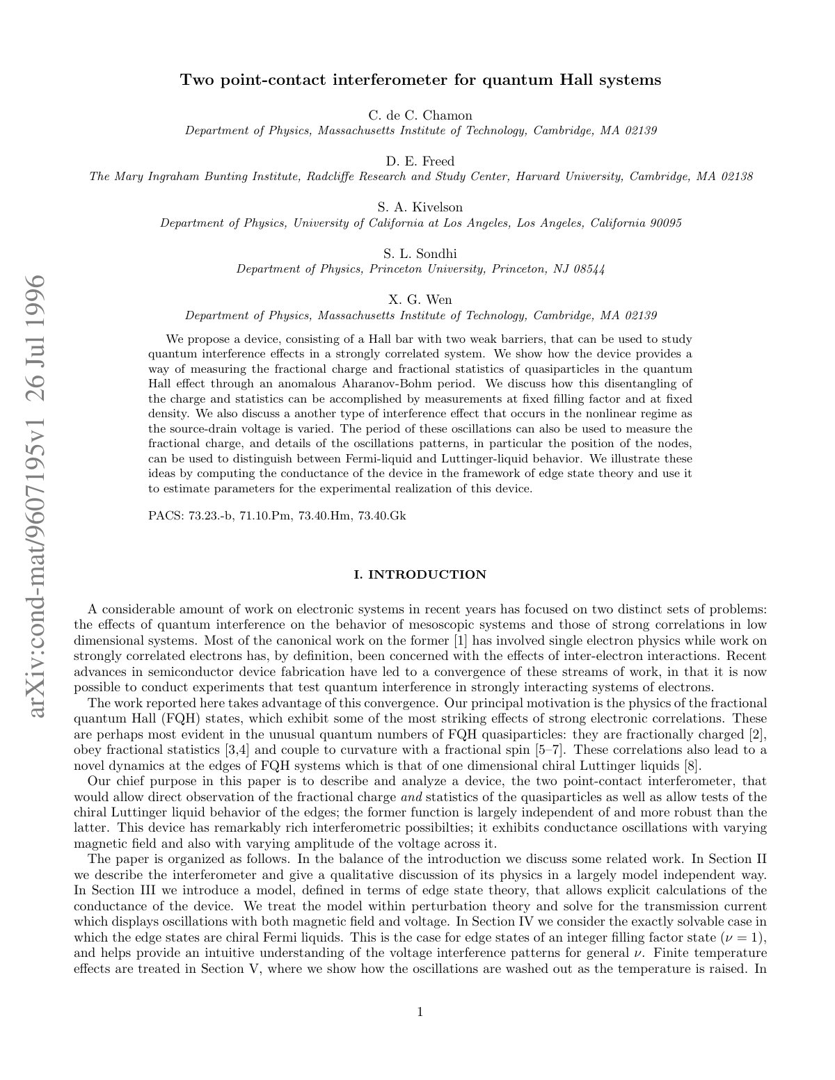 First page of Two point-contact interferometer for quantum Hall systems