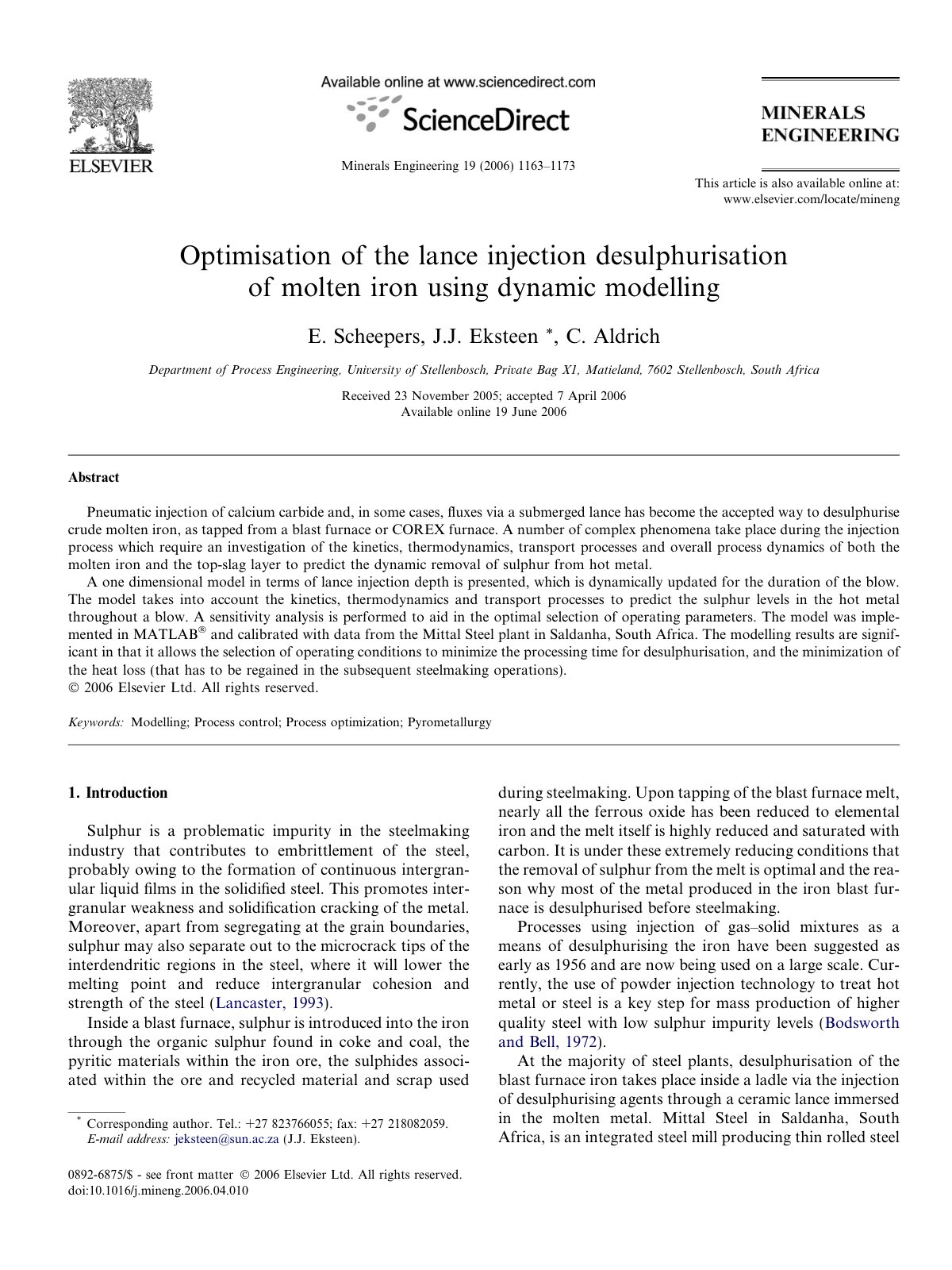 First page of Optimisation of the lance injection desu