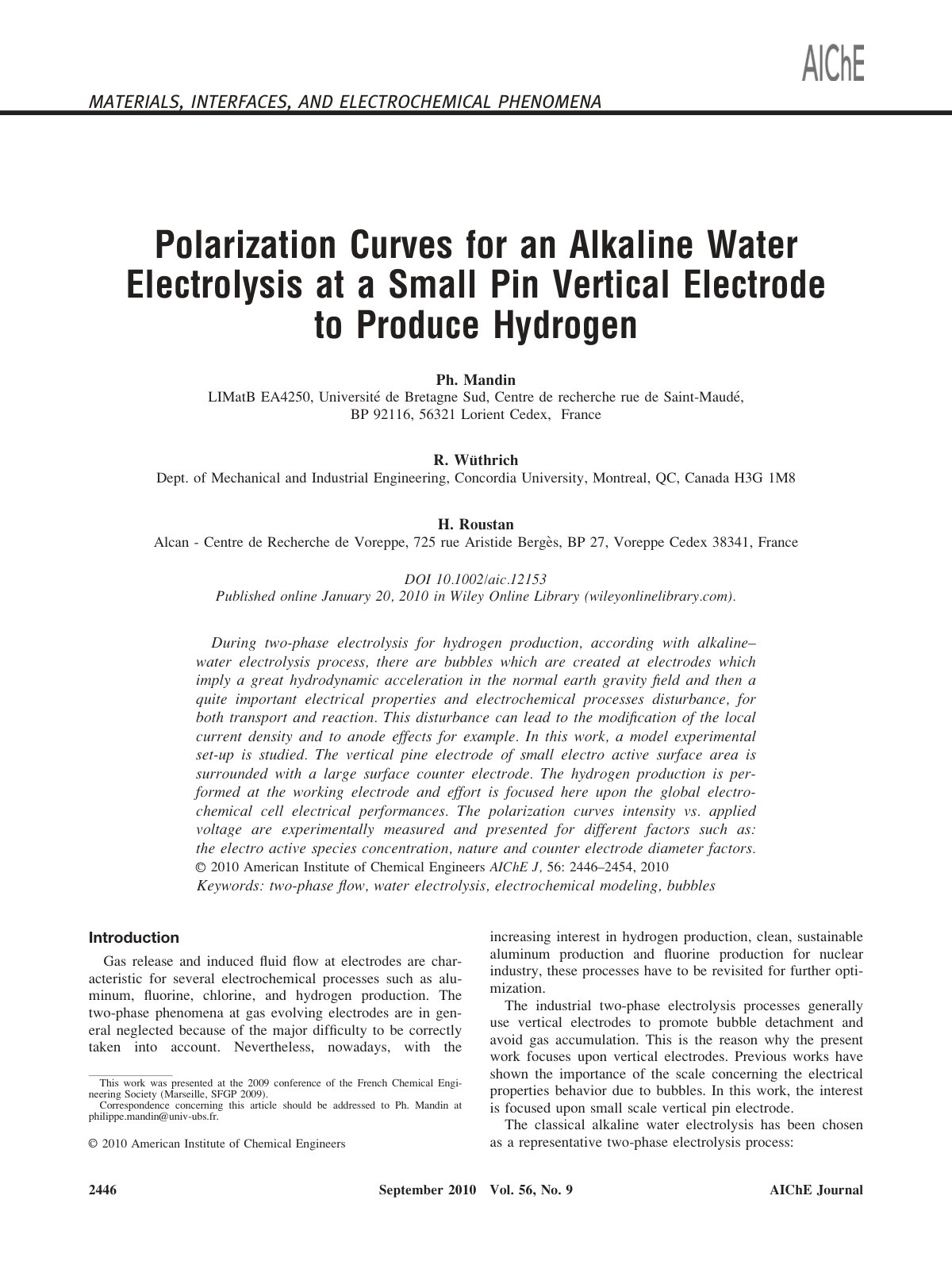 First page of Polarization curves for an alkaline wate