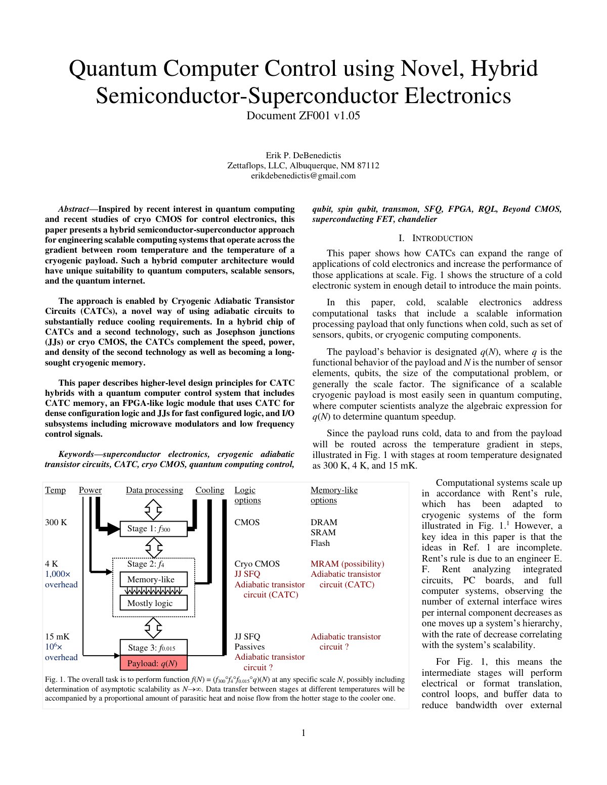 First page of Quantum Computer Control using Novel, Hybrid Semiconductor-Superconductor Electronics