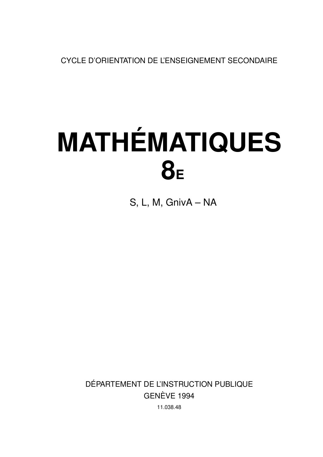 First page of TOUTES LES MATHS 8è EB