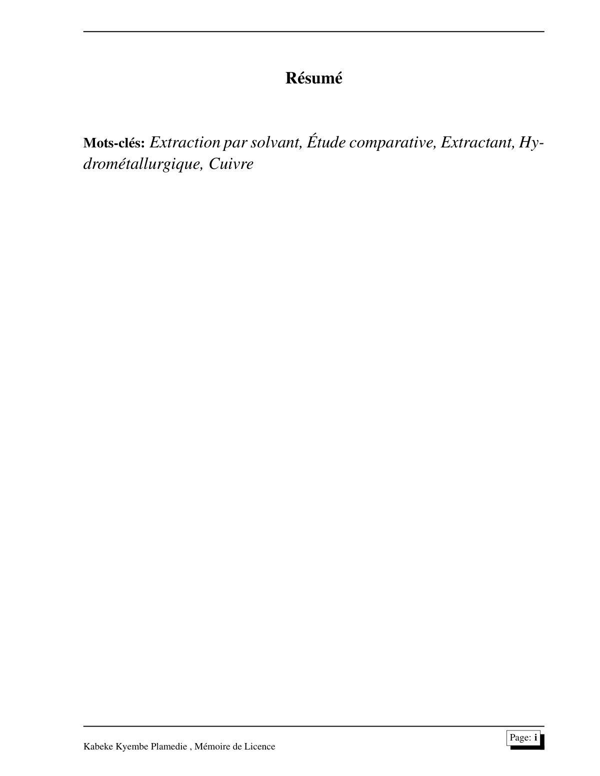 First page of PLAMEDIE KABEKE