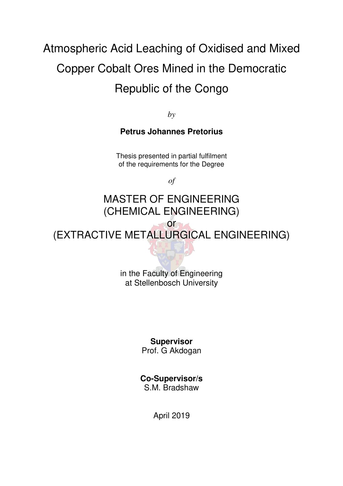 First page of Atmospheric Acid Leaching of Oxidised and Mixed Copper Cobalt Ores Mined in the Democratic Republic of the Congo