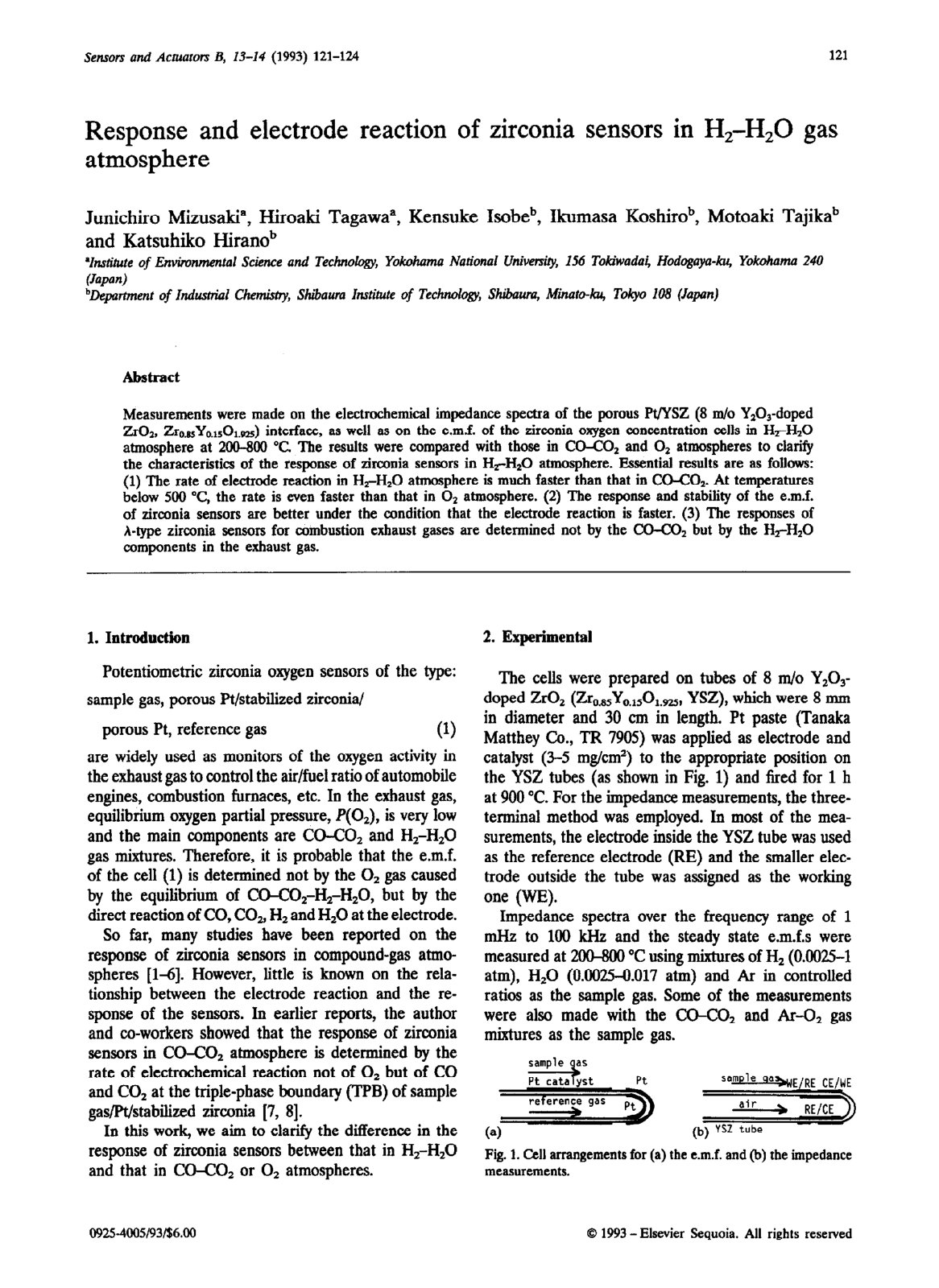 First page of Response and electrode reaction of zirco