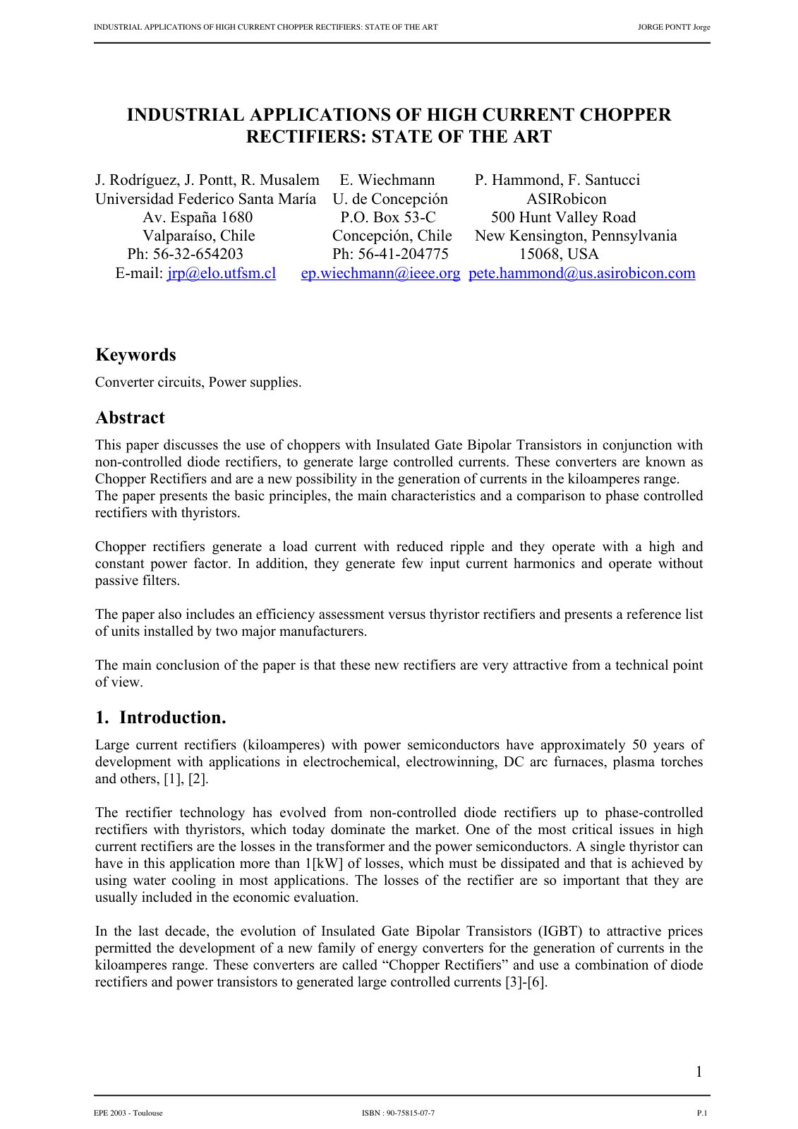 First page of Industrial Applications of High Current