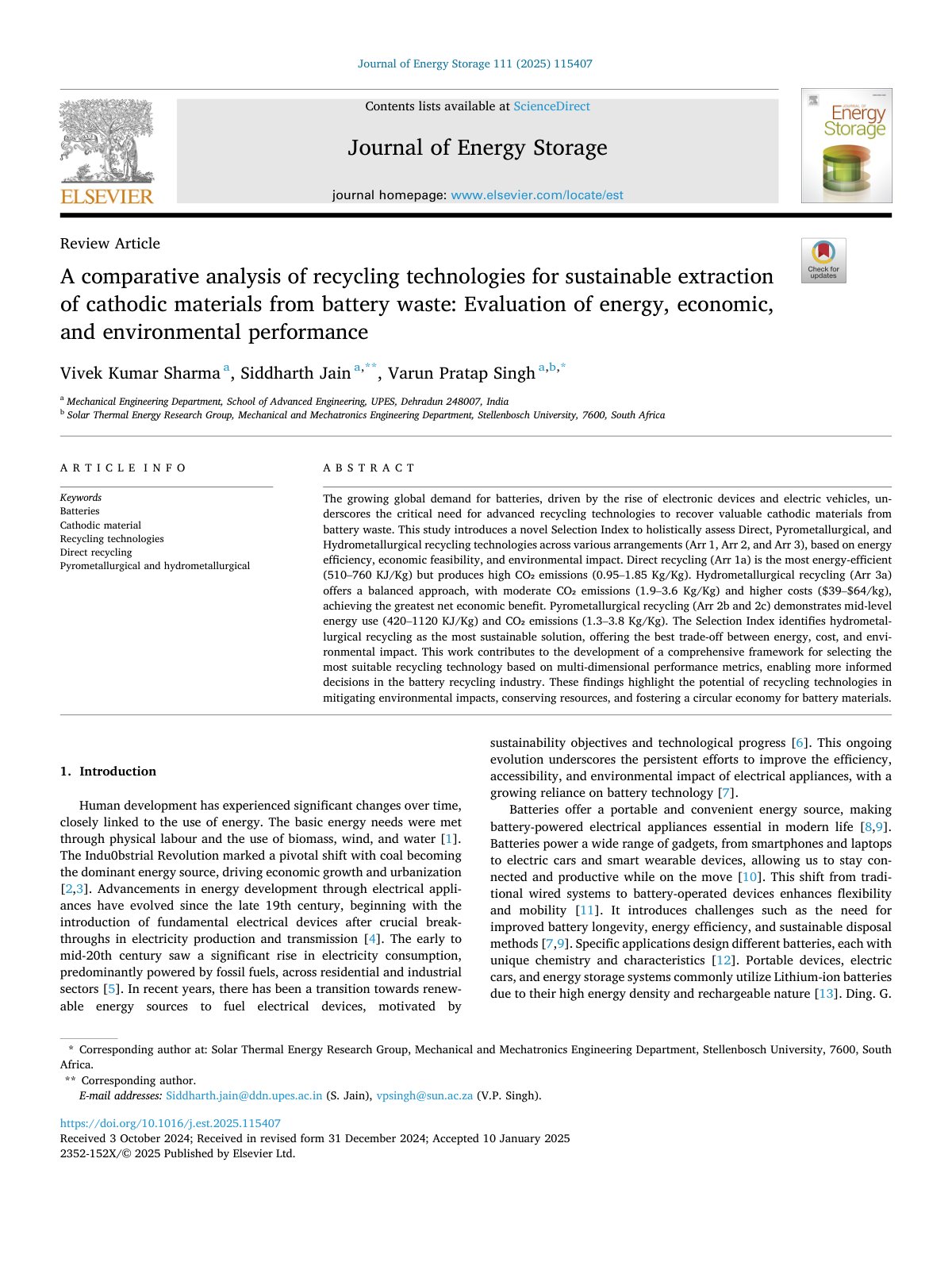 First page of A comparative analysis of recycling tech