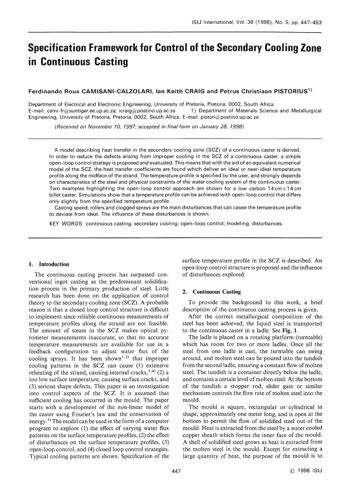 First page of Specification Framework for Control of t