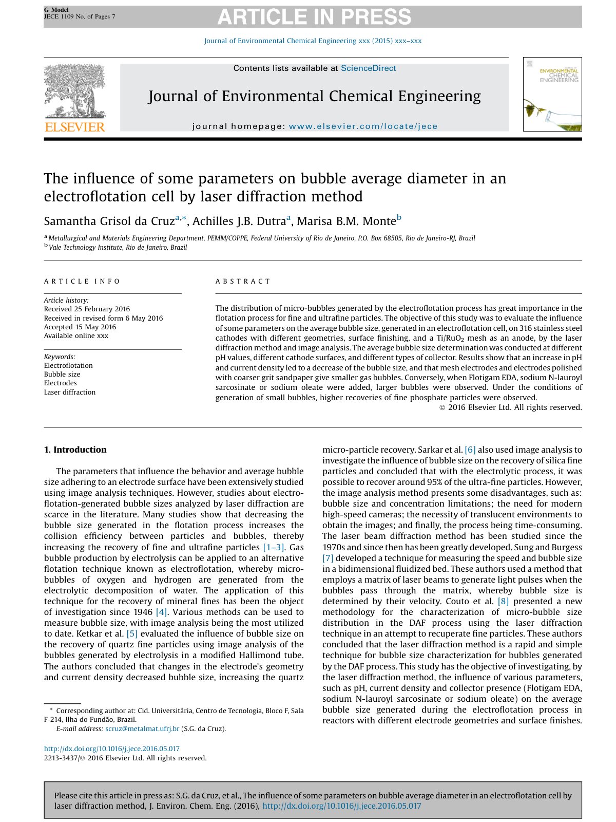 First page of The influence of some parameters on bubb