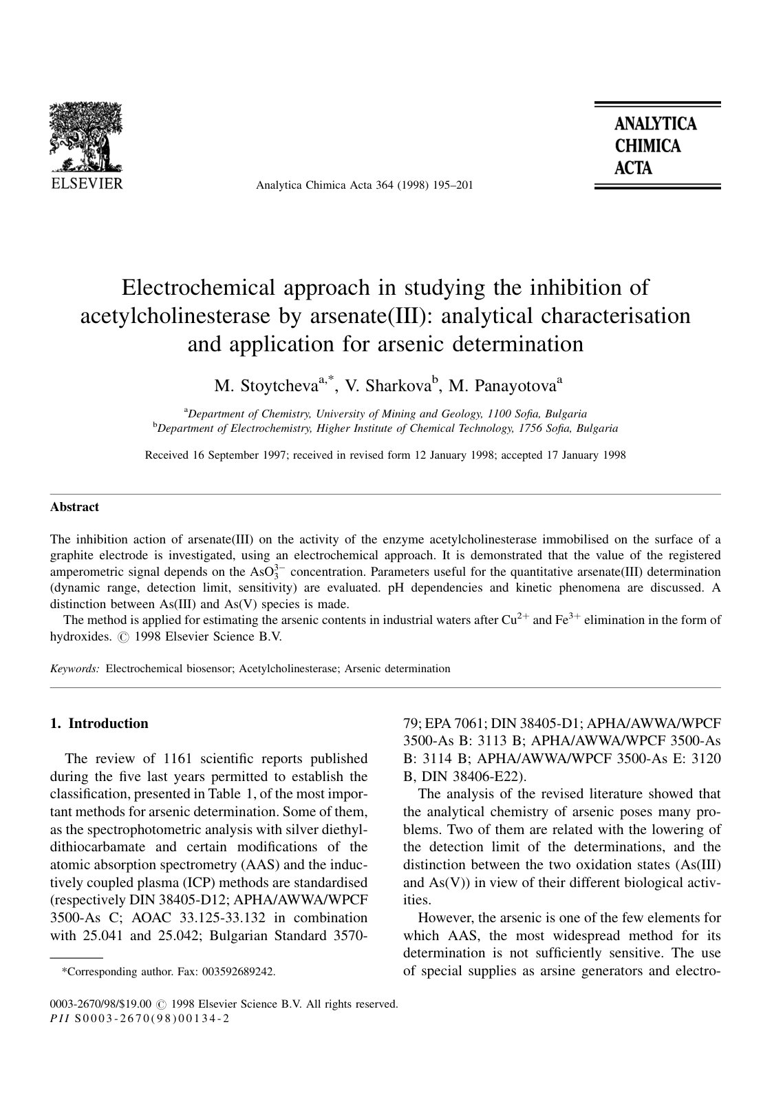 First page of Electrochemical approach in studying the