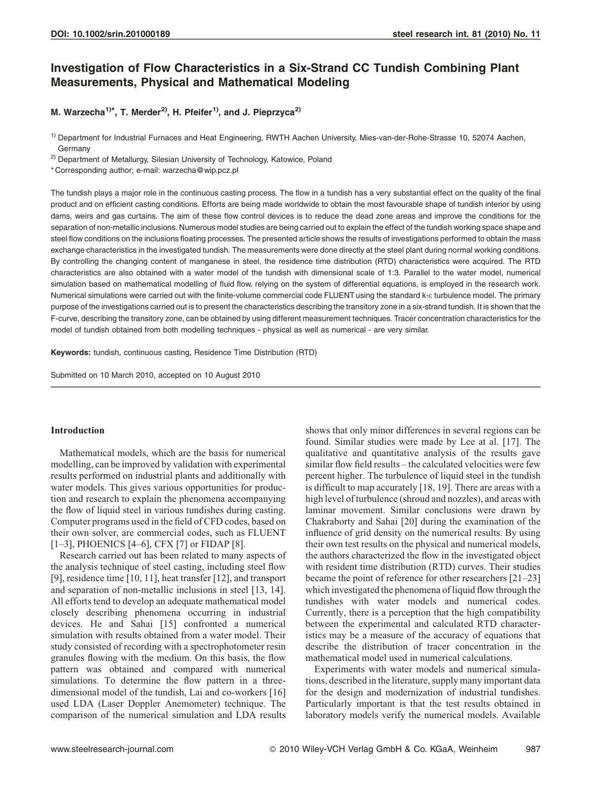 First page of Investigation of Flow Characteristics in