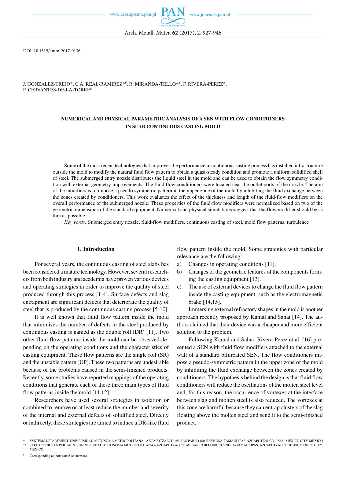 First page of Numerical and Physical Parametric Analys