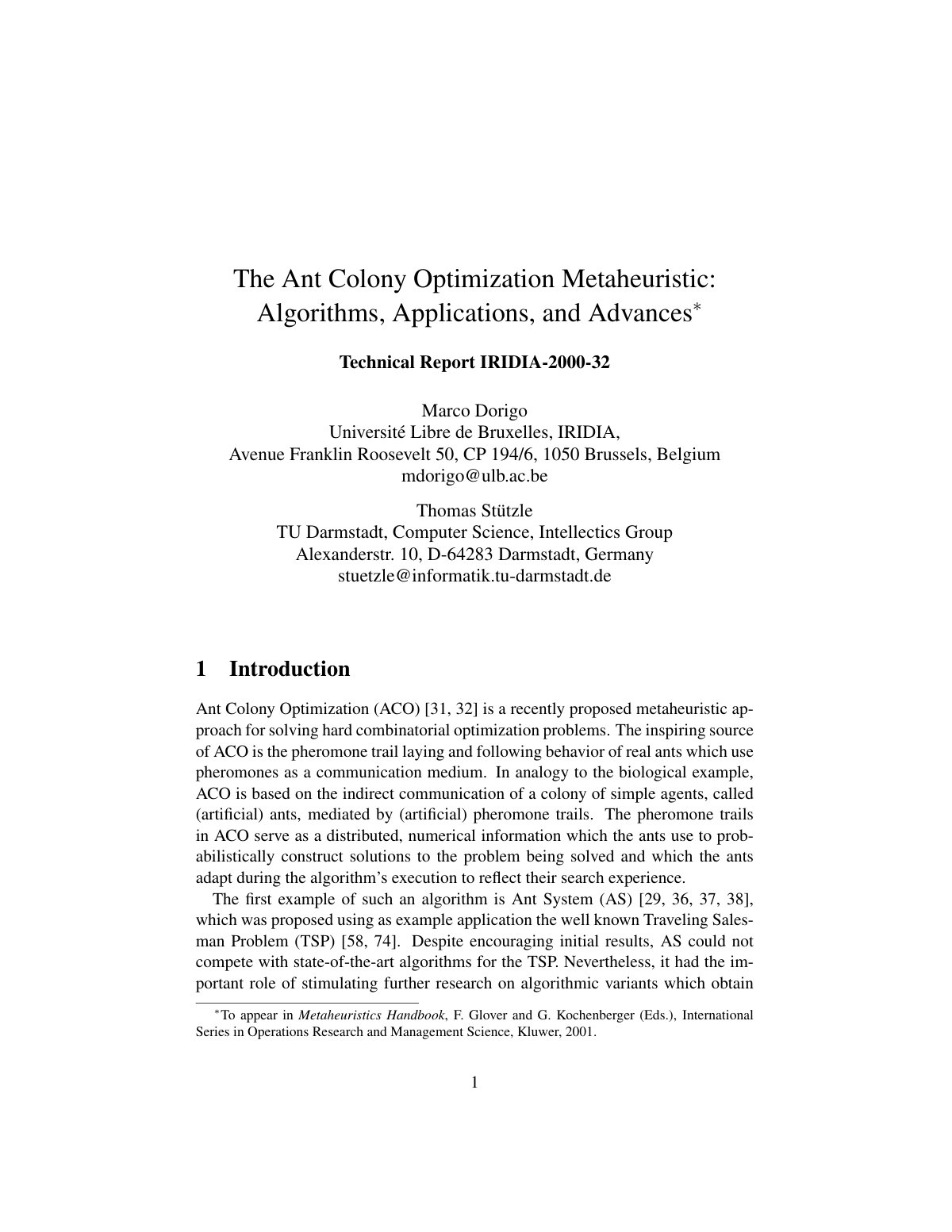 First page of The ant colony optimization metaheuristi (1)