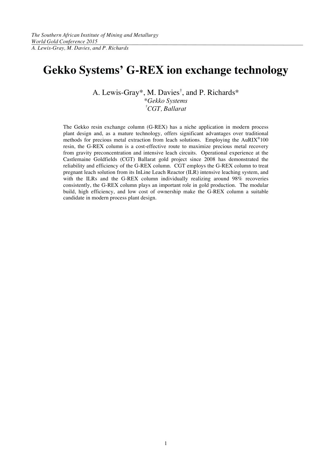 First page of 33 WG16 Davies abstr