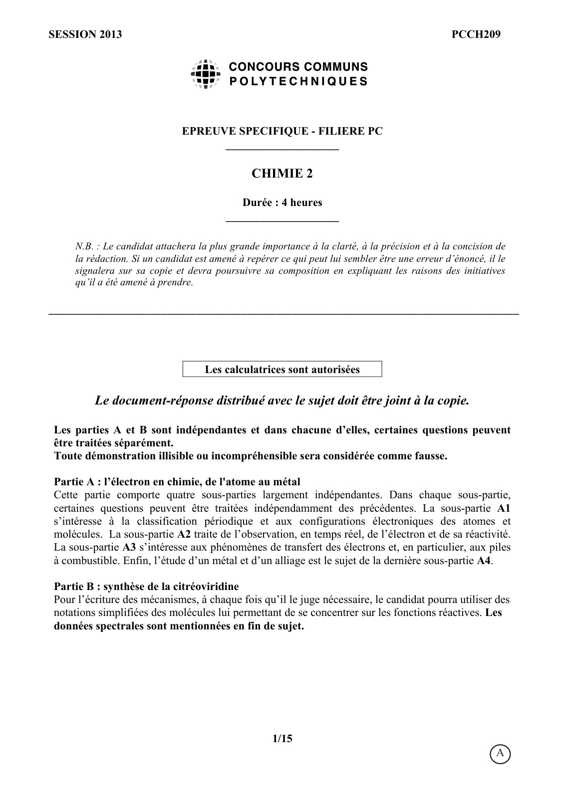 First page of Chimie2
