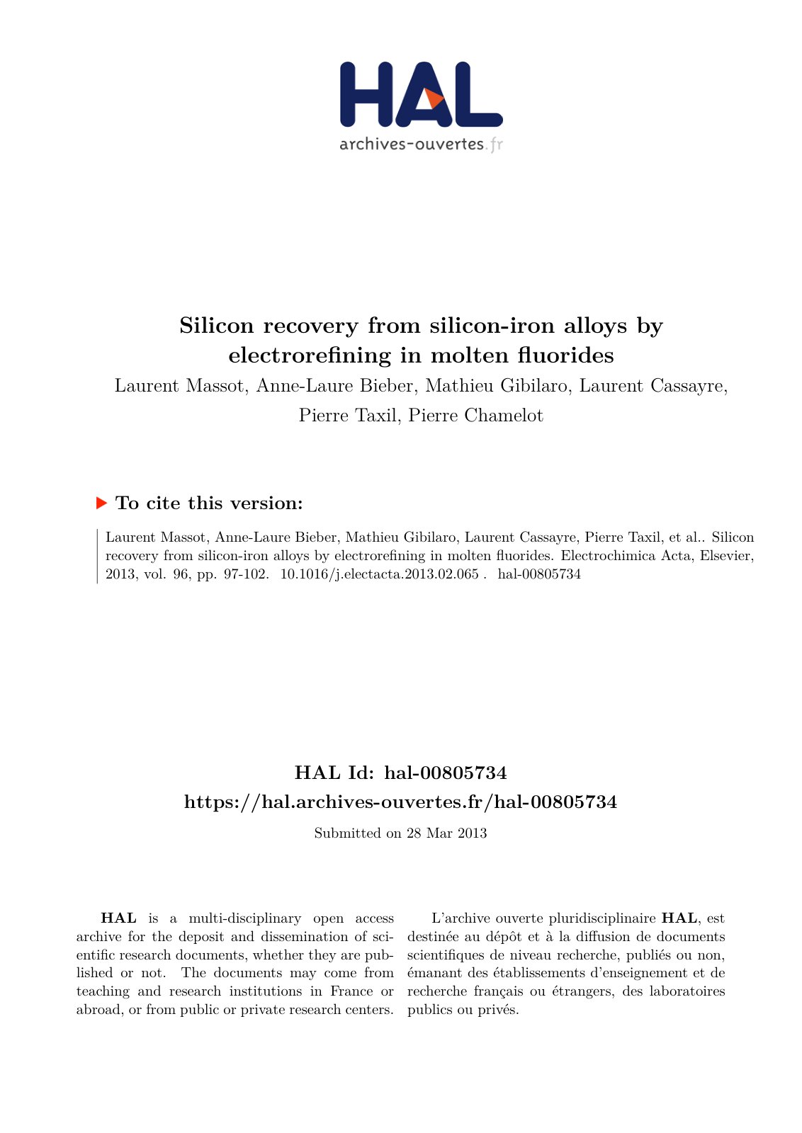 First page of Silicon recovery from silicon iron alloy