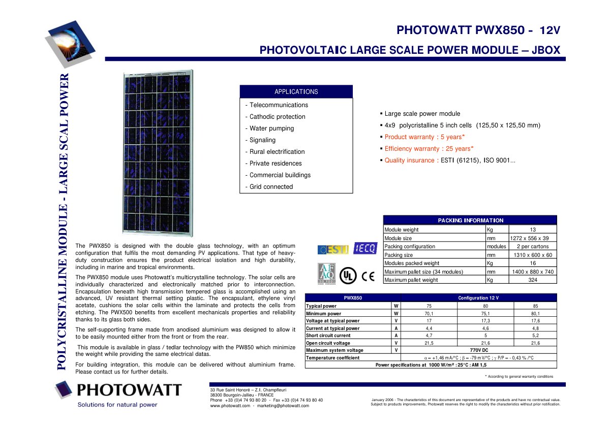 First page of POLYCRISTALLINE MODULE -LARGE SCAL POWER
