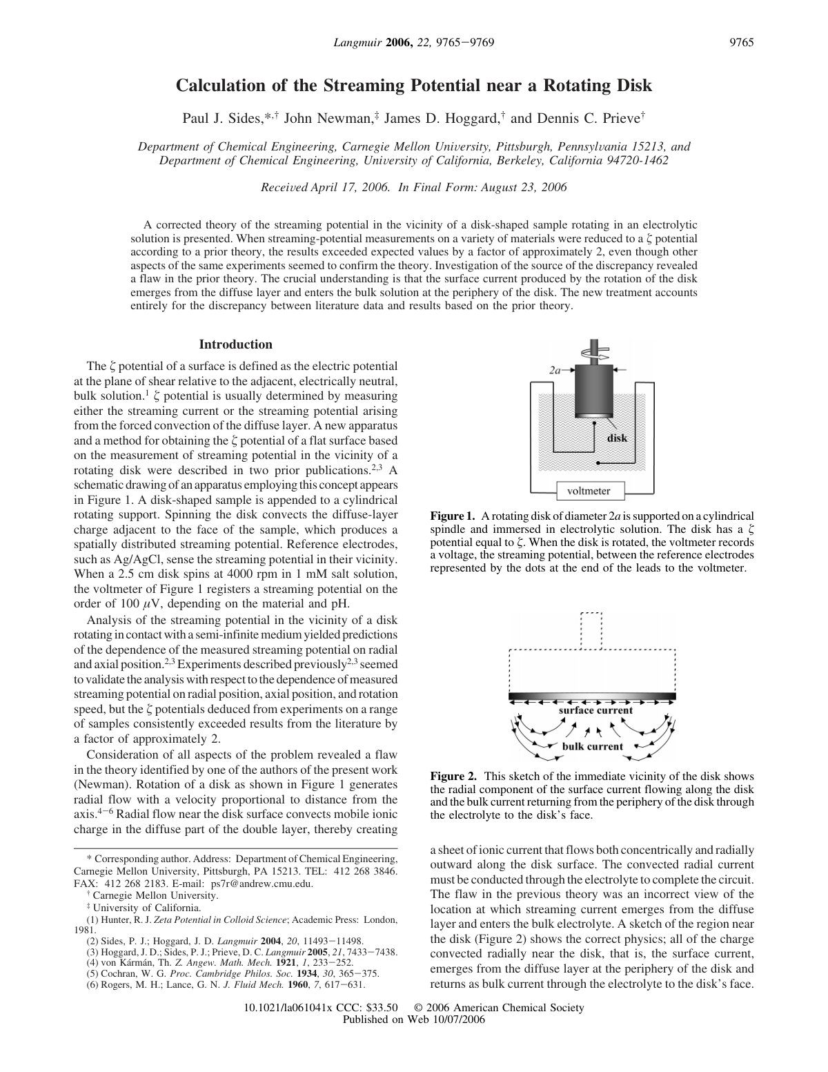 First page of Calculation of the Streaming Potential n