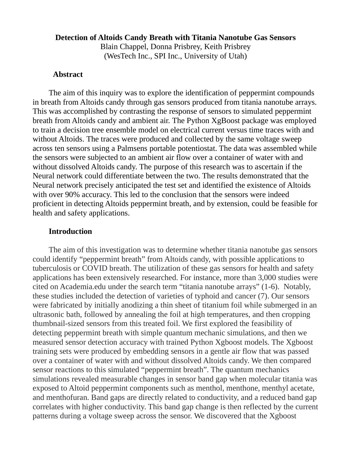 First page of Detection of Altoids Candy Breath with T