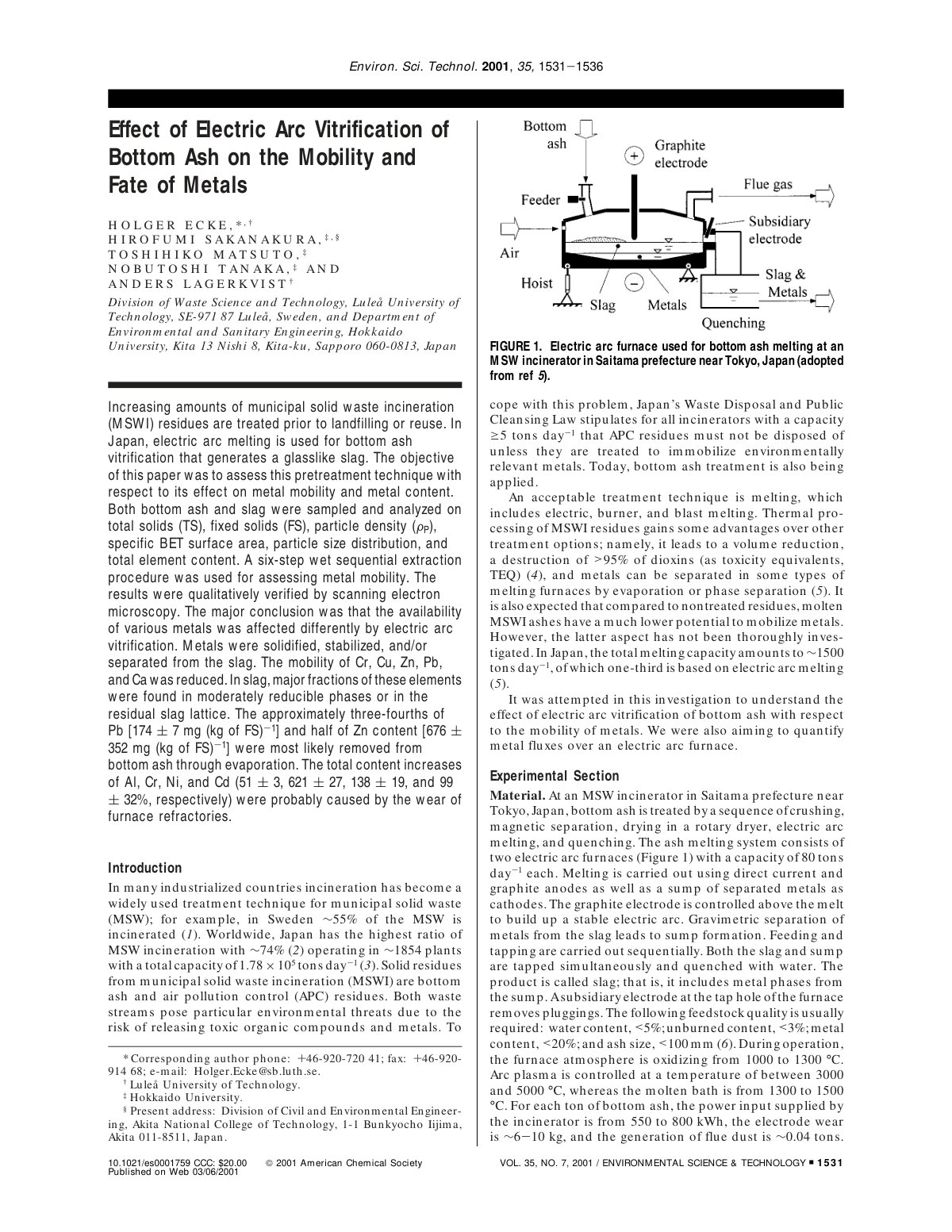 First page of Effect of Electric Arc Vitrification of