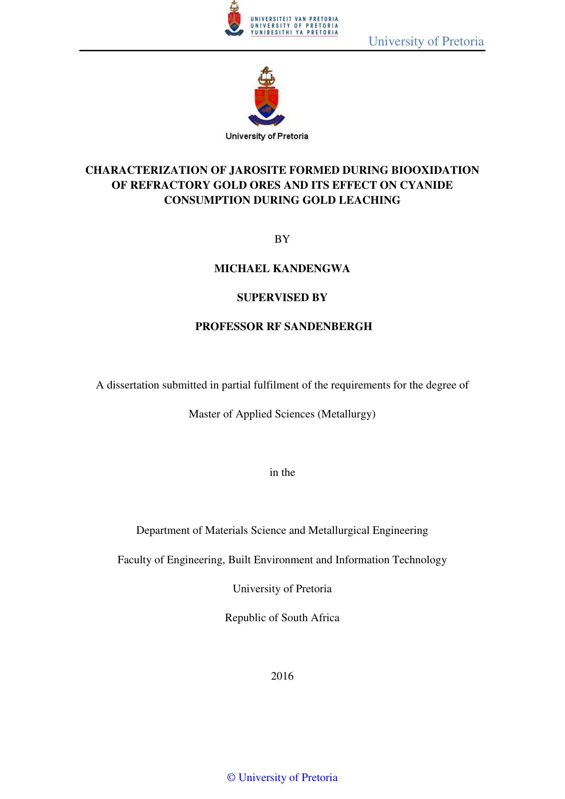 First page of Characterization of jarosite formed duri