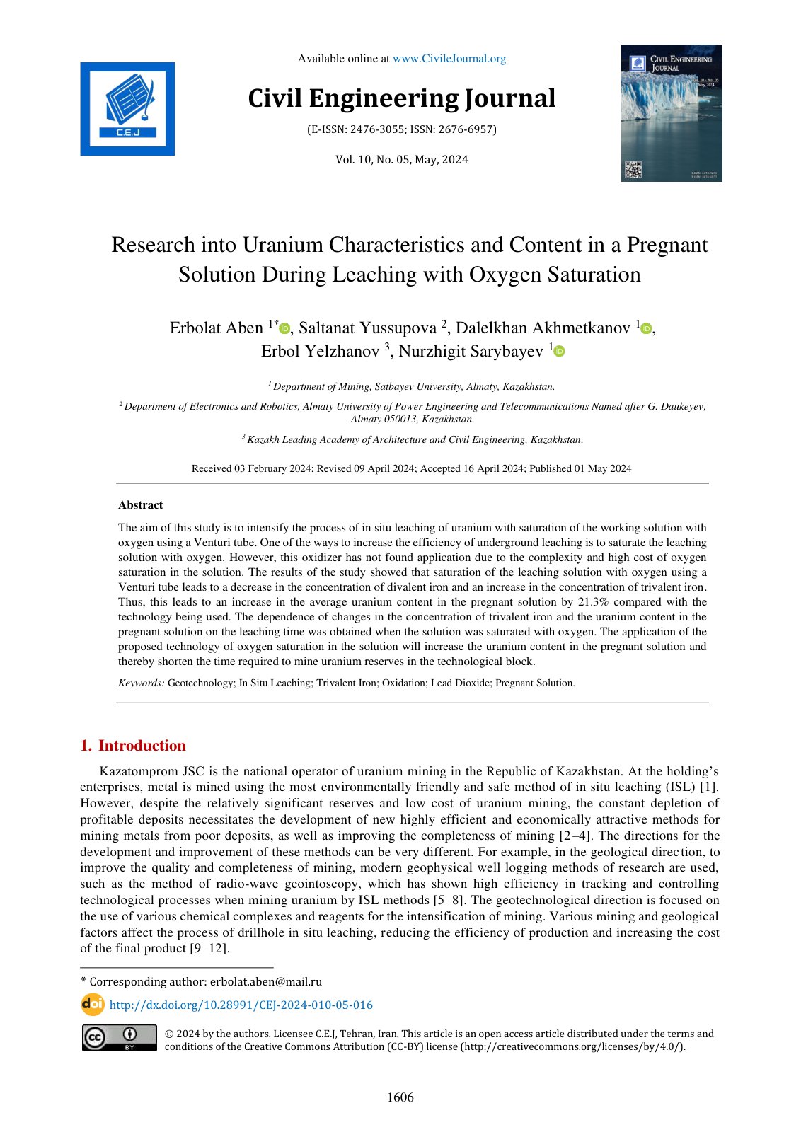 First page of Research into Uranium Characteristics an
