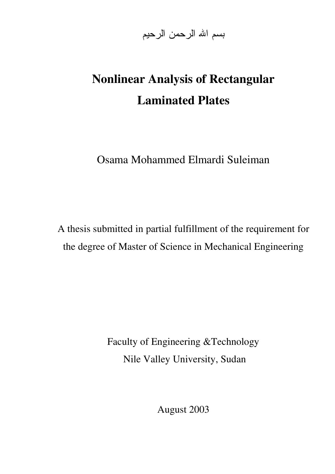 First page of Nonlinear Analysis of Rectangular Lamina