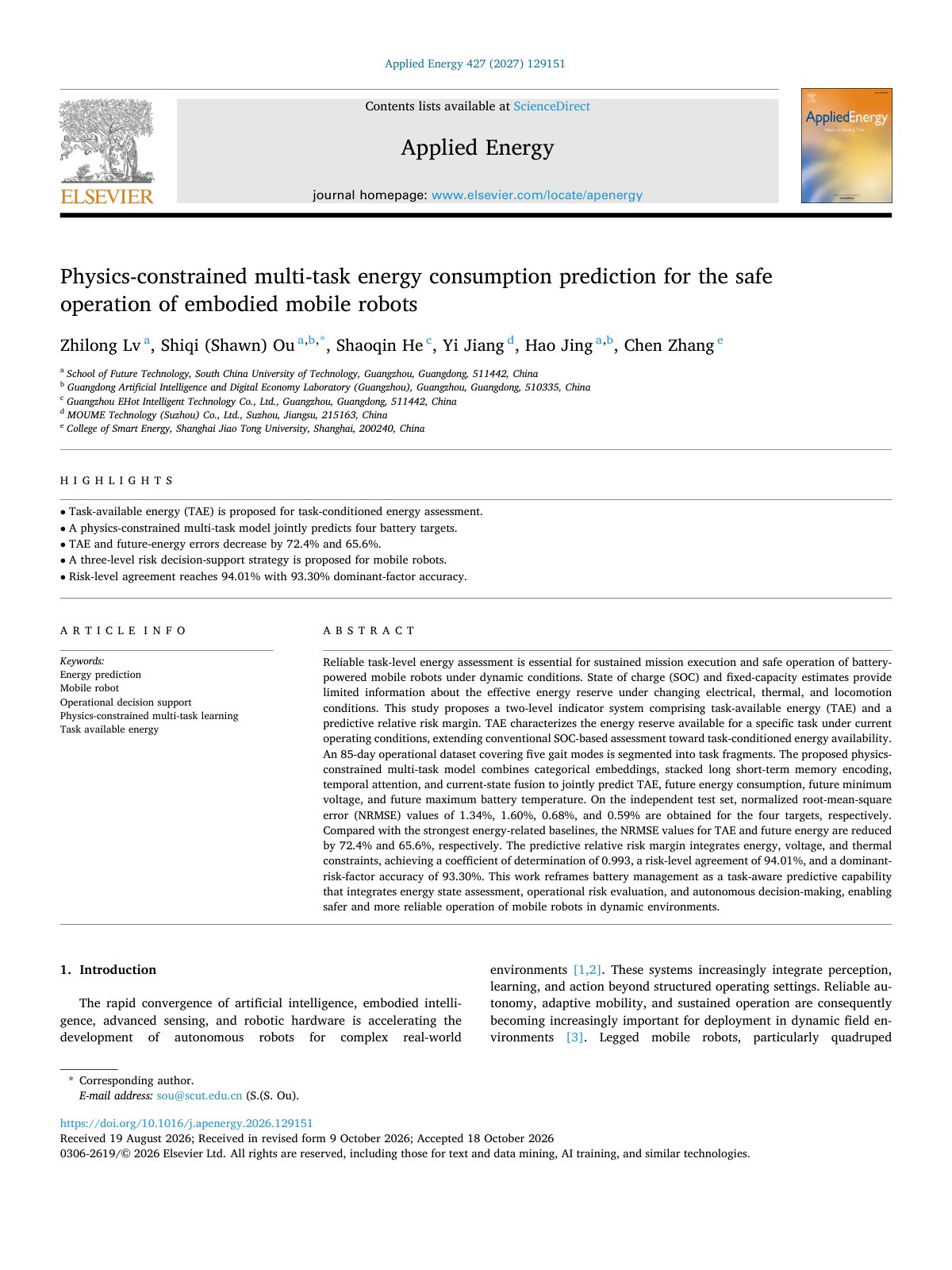 First page of Physics constrained multi task energy consumption prediction fo 2027 Applied