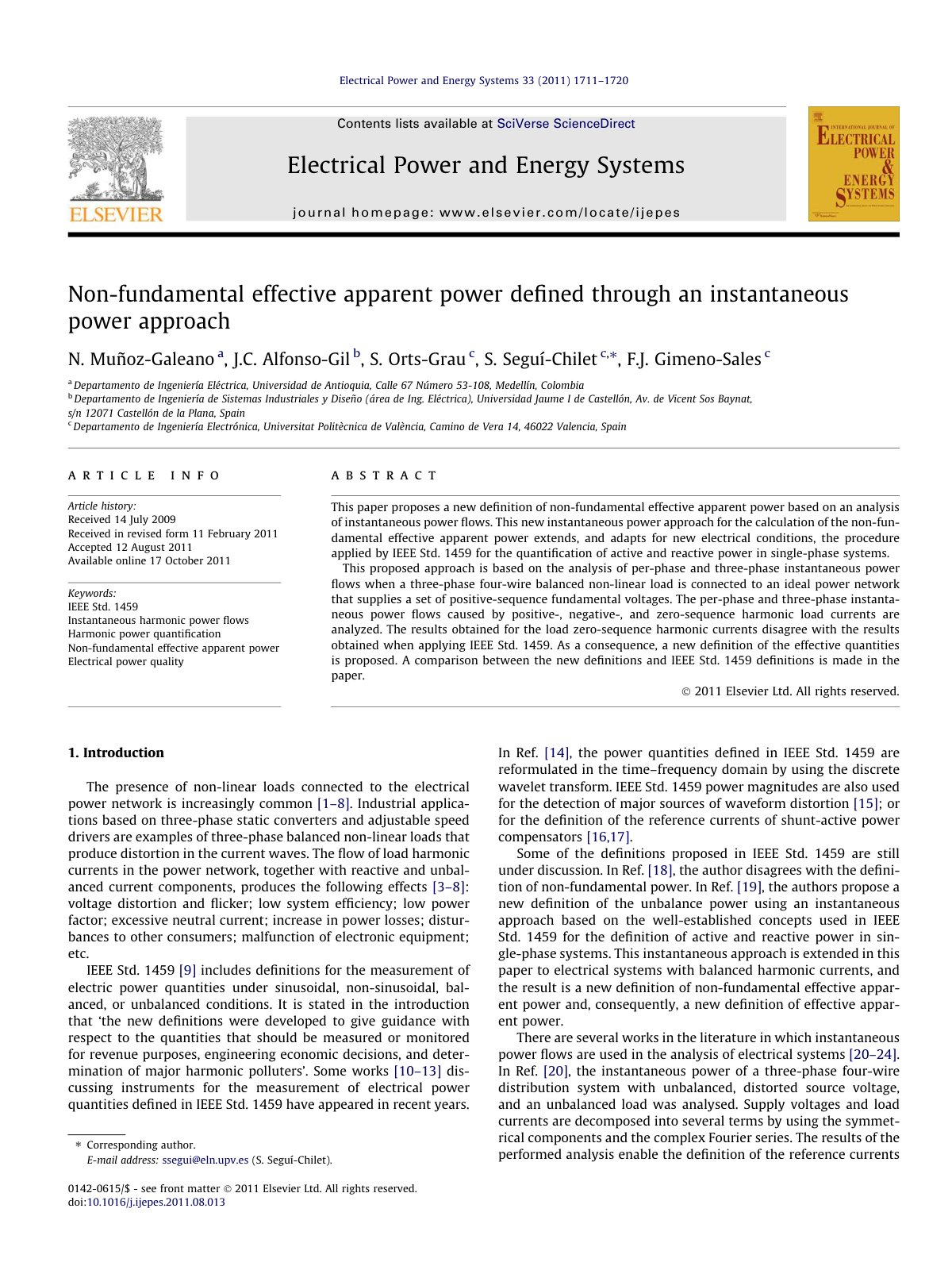 First page of Non-fundamental effective apparent power deﬁned through an instantaneous power approach