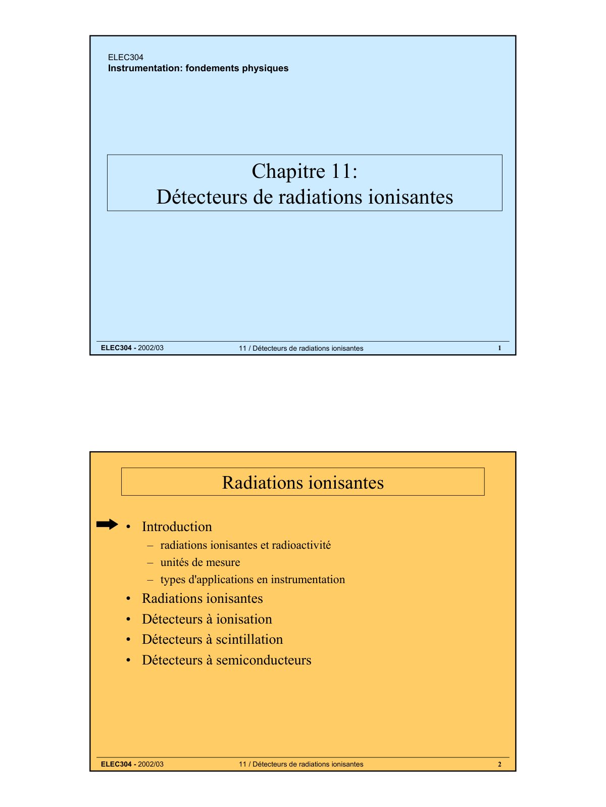 First page of IV.13 Radiations Ionisantes