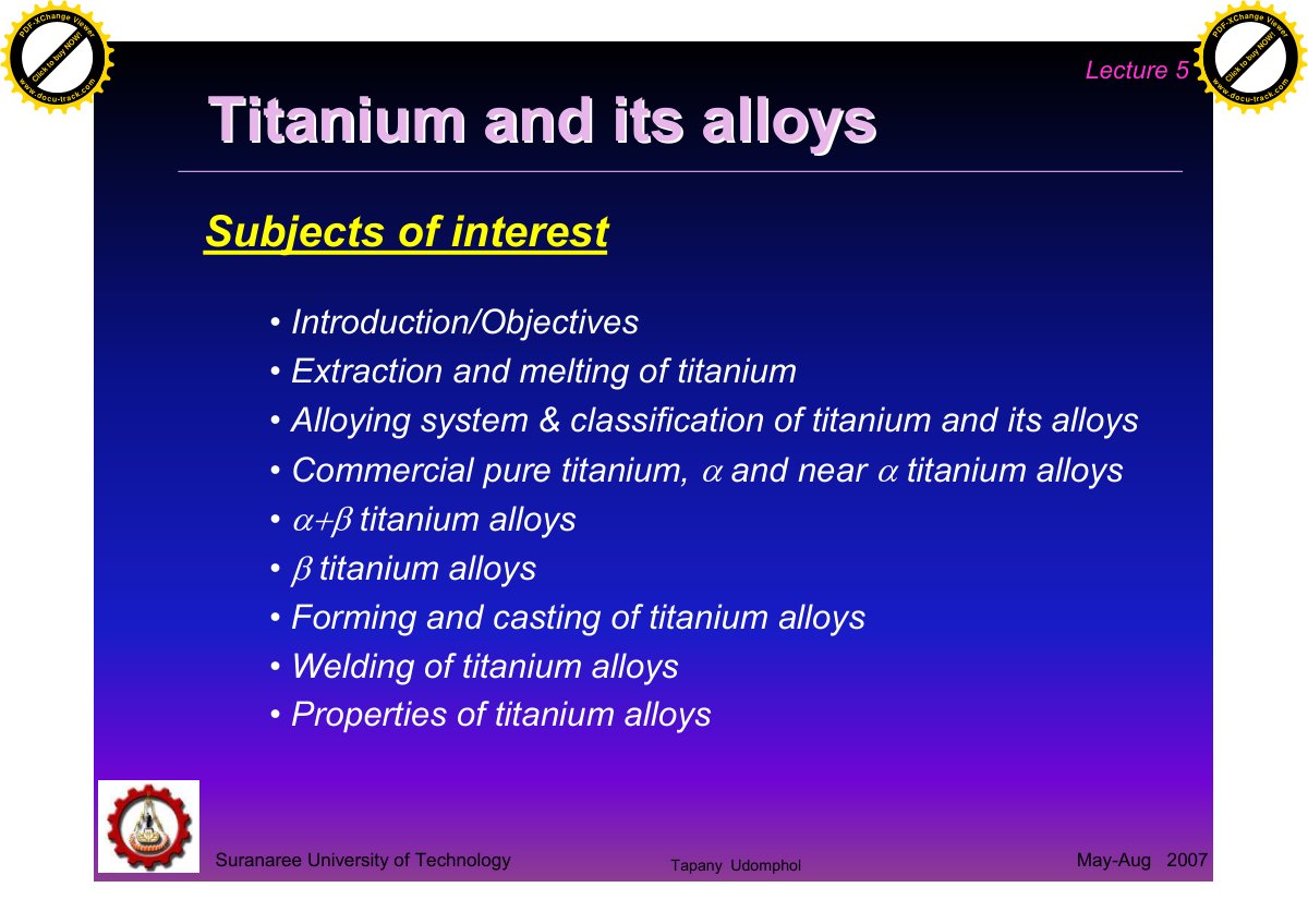 First page of 313642251 Titanium Alloys PPT