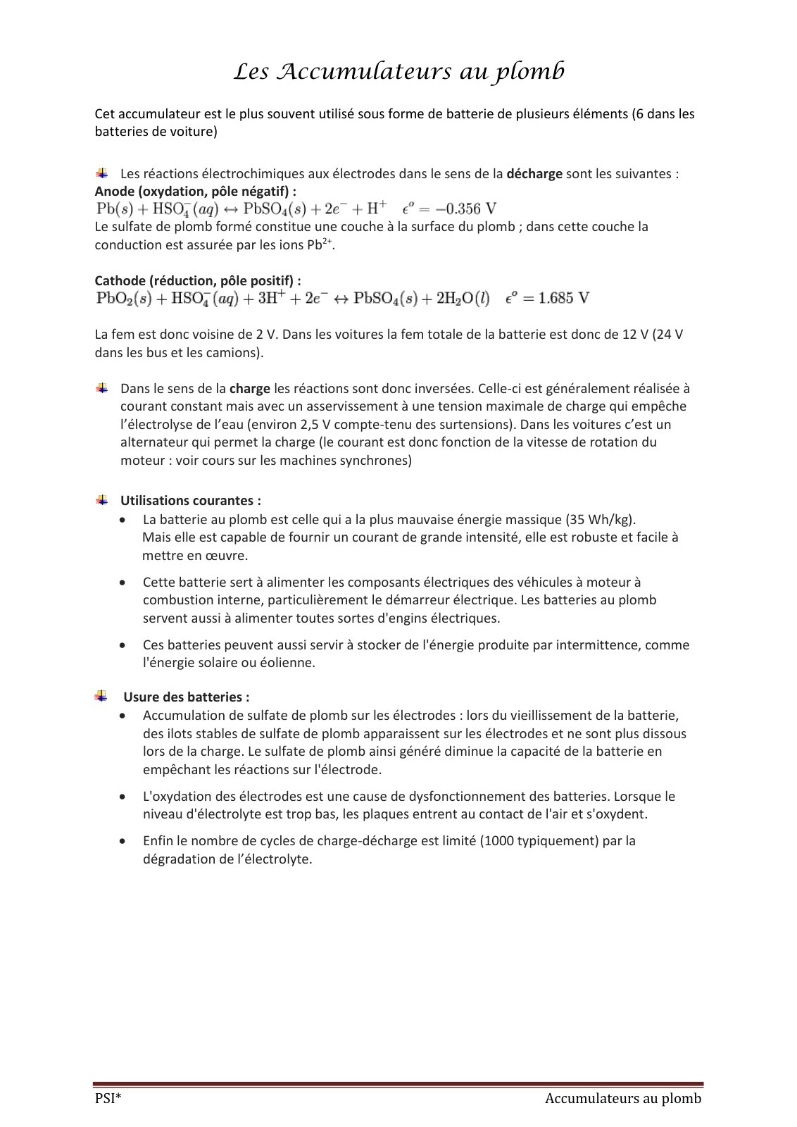 First page of les accumulateurs au plomb.docx
