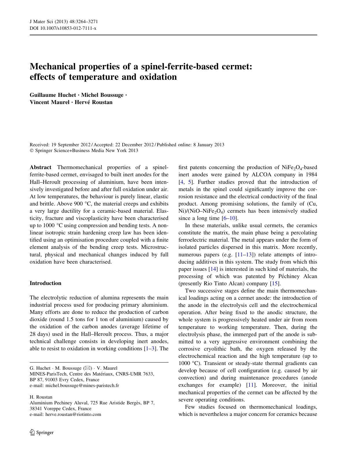 First page of Mechanical properties of a spinel ferrit
