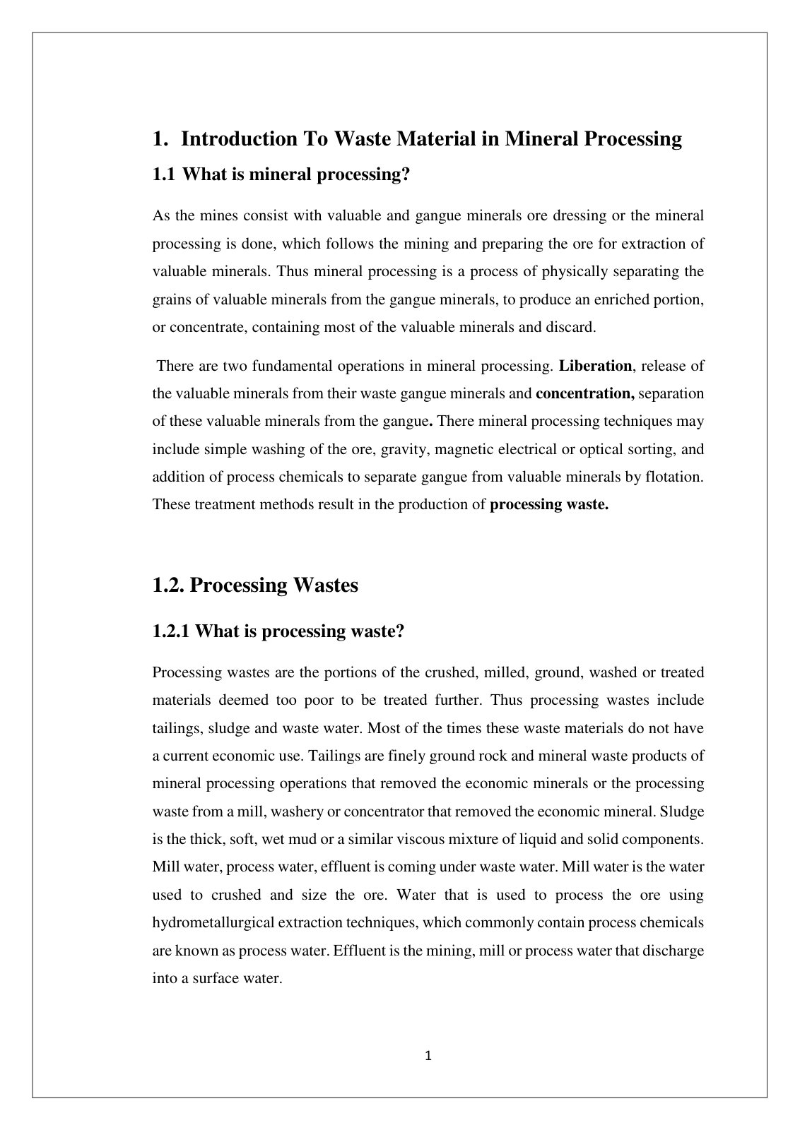 First page of Disposal of Waste Material in Mineral Pr