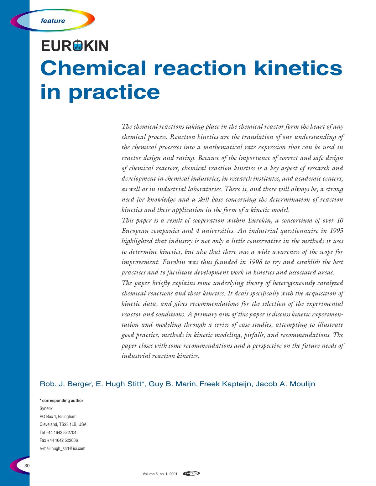First page of Chemical reaction kinetics in practice