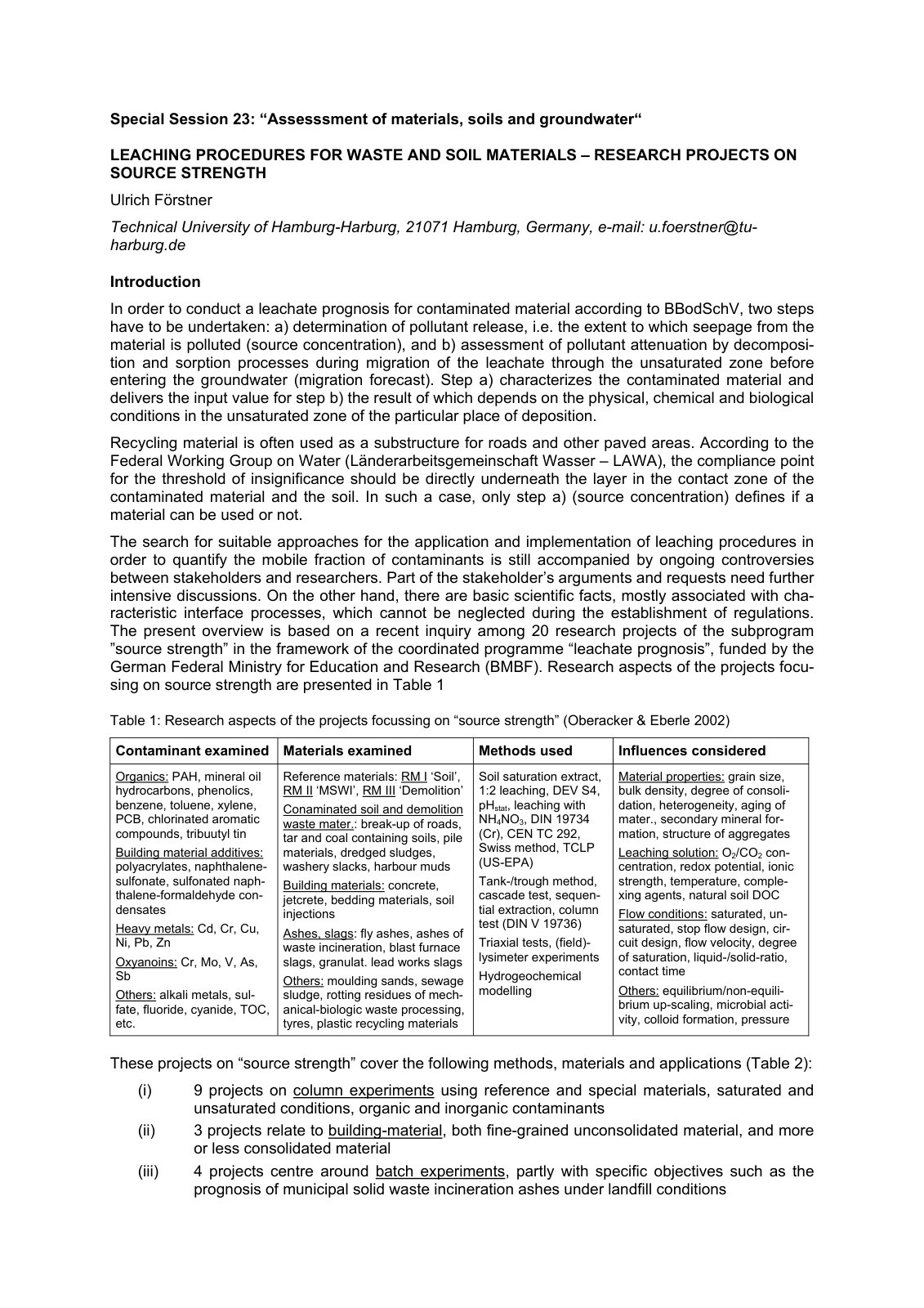 First page of Leaching procedures for waste and soil m