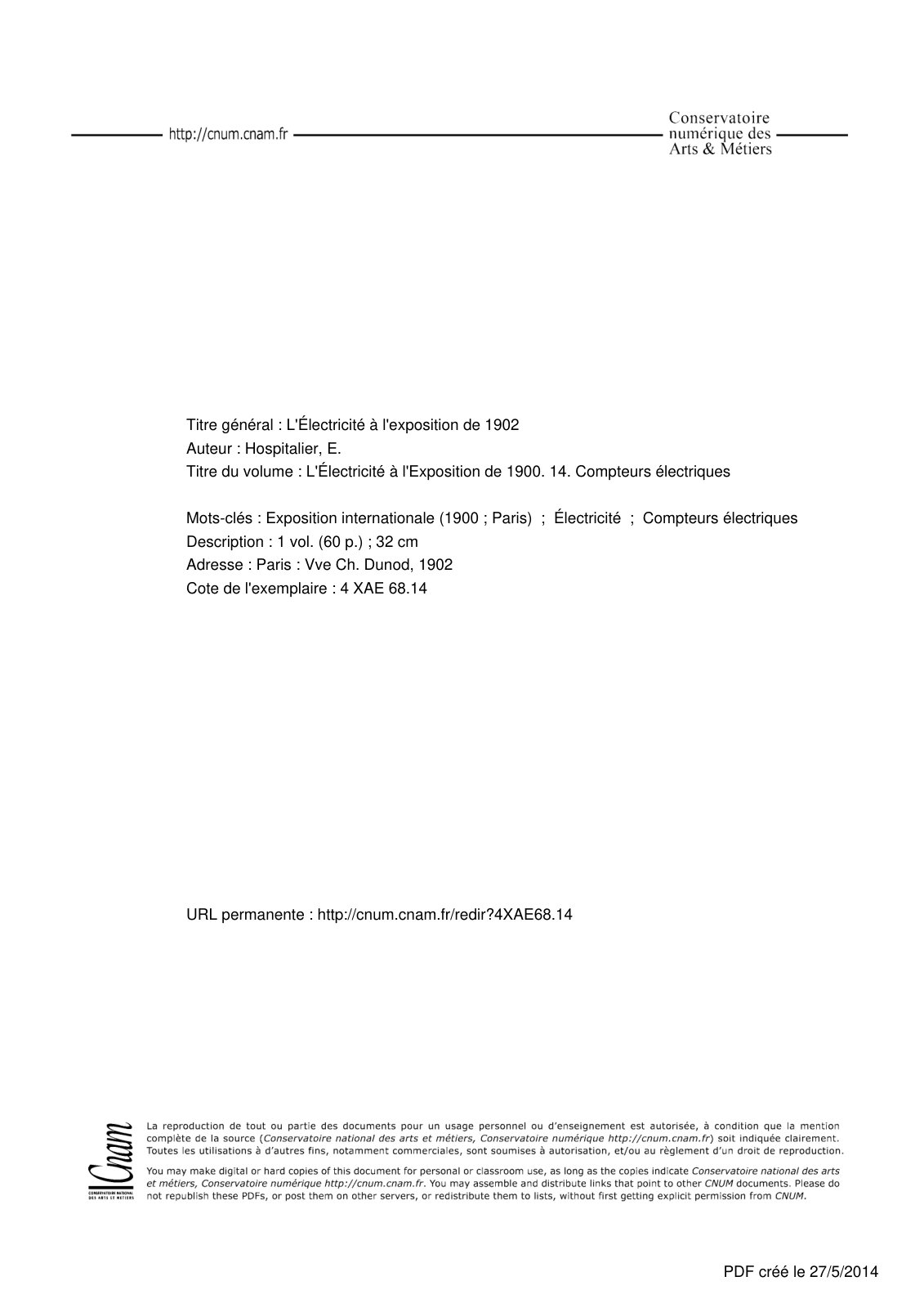 First page of cnum 14 compteurs