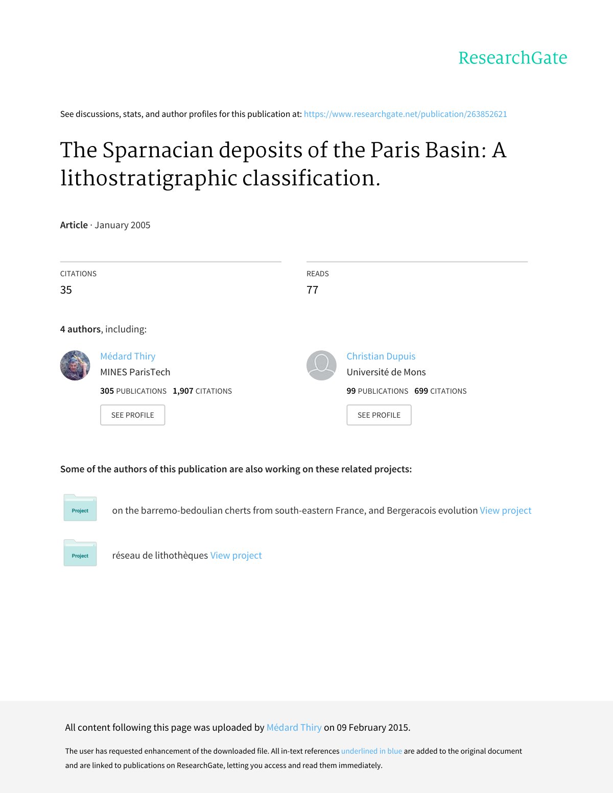 First page of The Sparnacian deposits of the Paris Basin: A lithostratigraphic classification