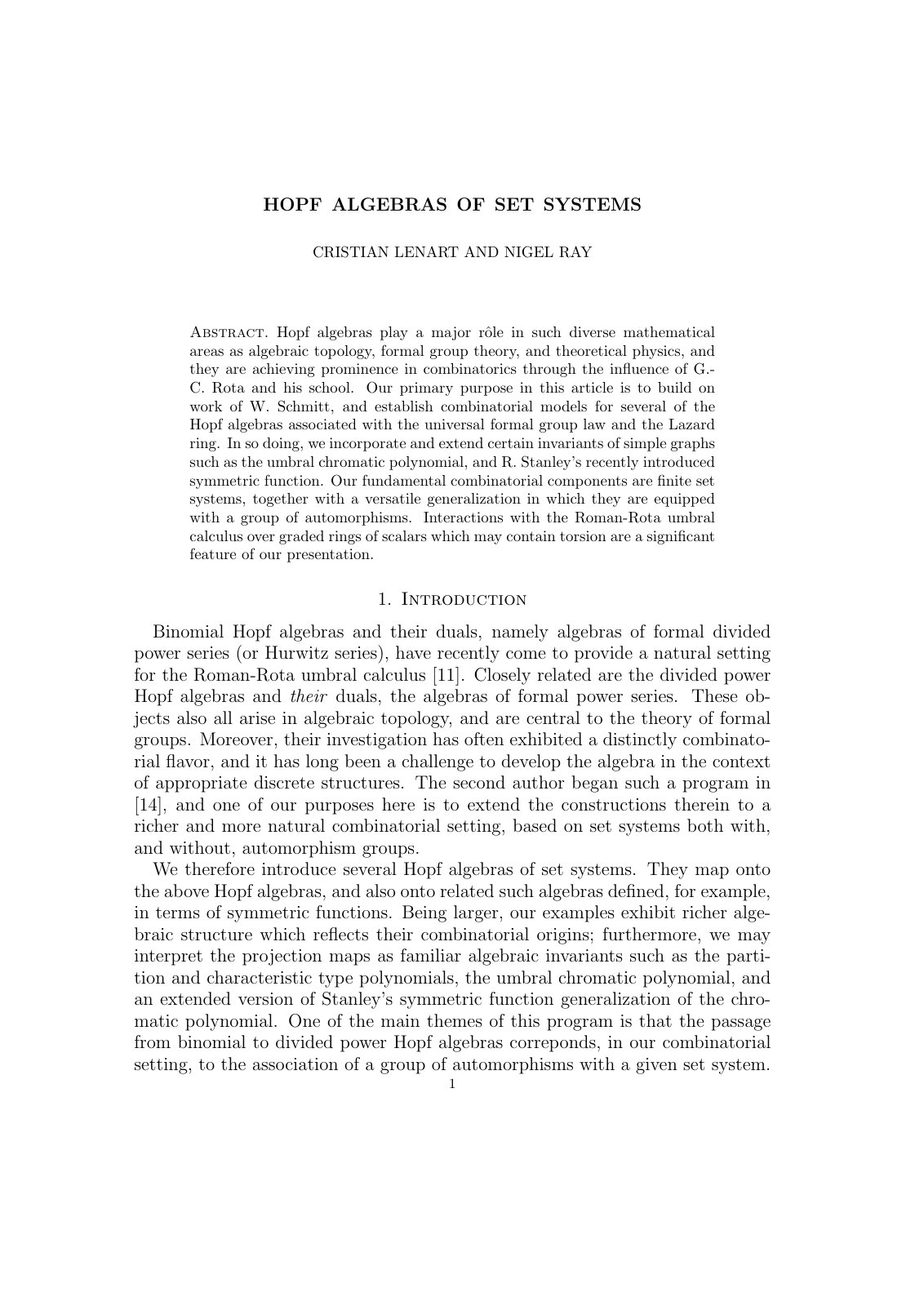 First page of Hopf algebras of set systems