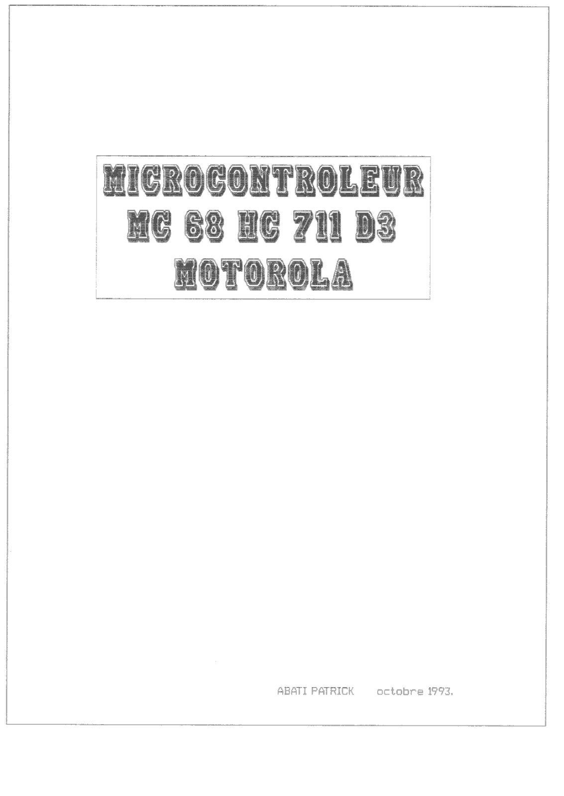 First page of Micro-controleur MC68HC711D3S Motorola